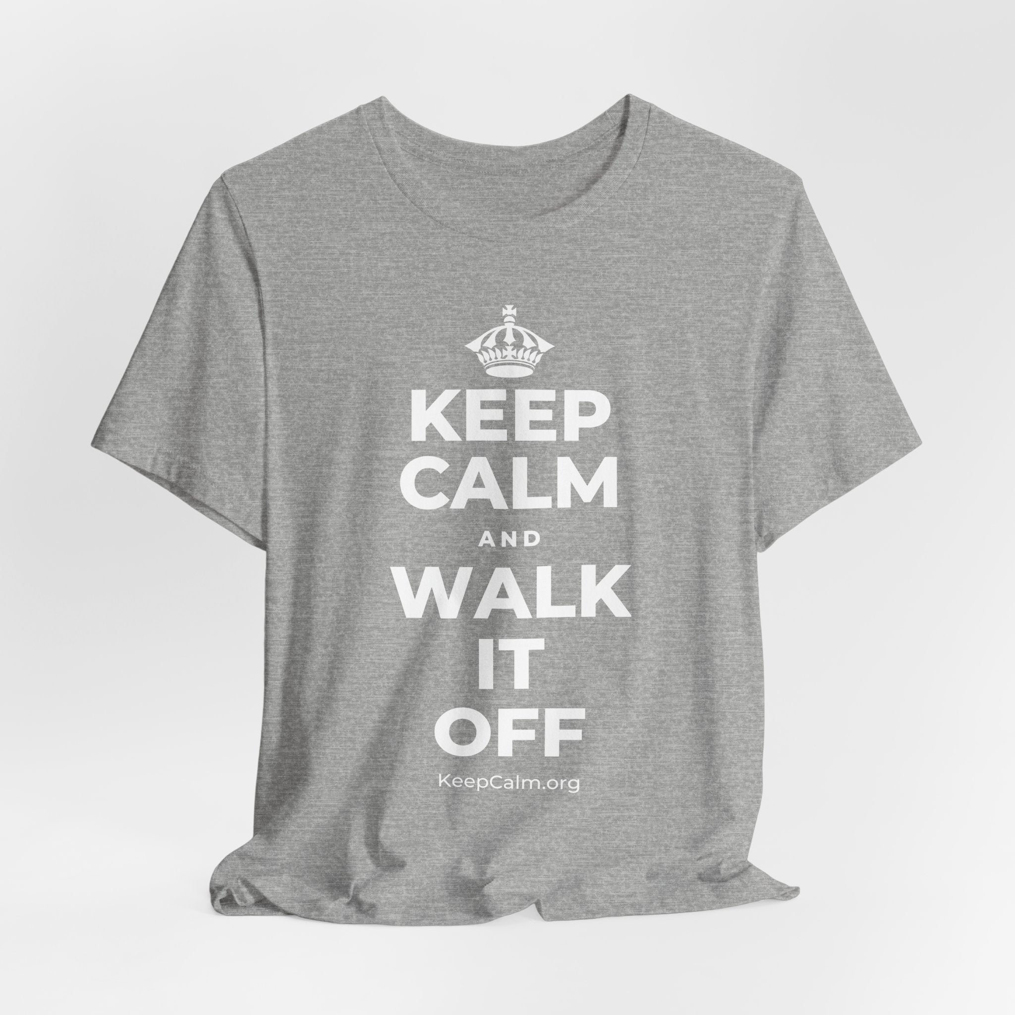 KEEP CALM AND WALK IT OFF T-Shirt (White–Asphalt)