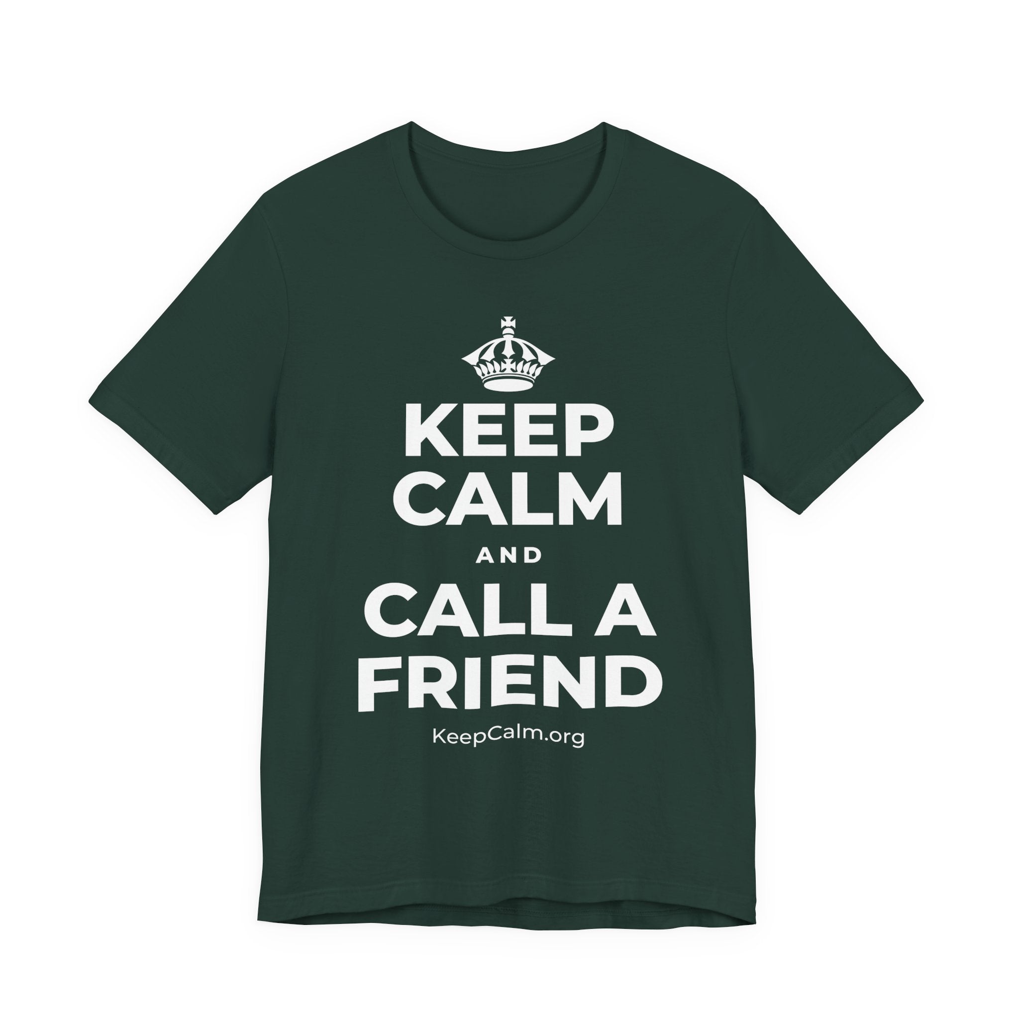 KEEP CALM AND CALL A FRIEND T-Shirt (White–Asphalt)