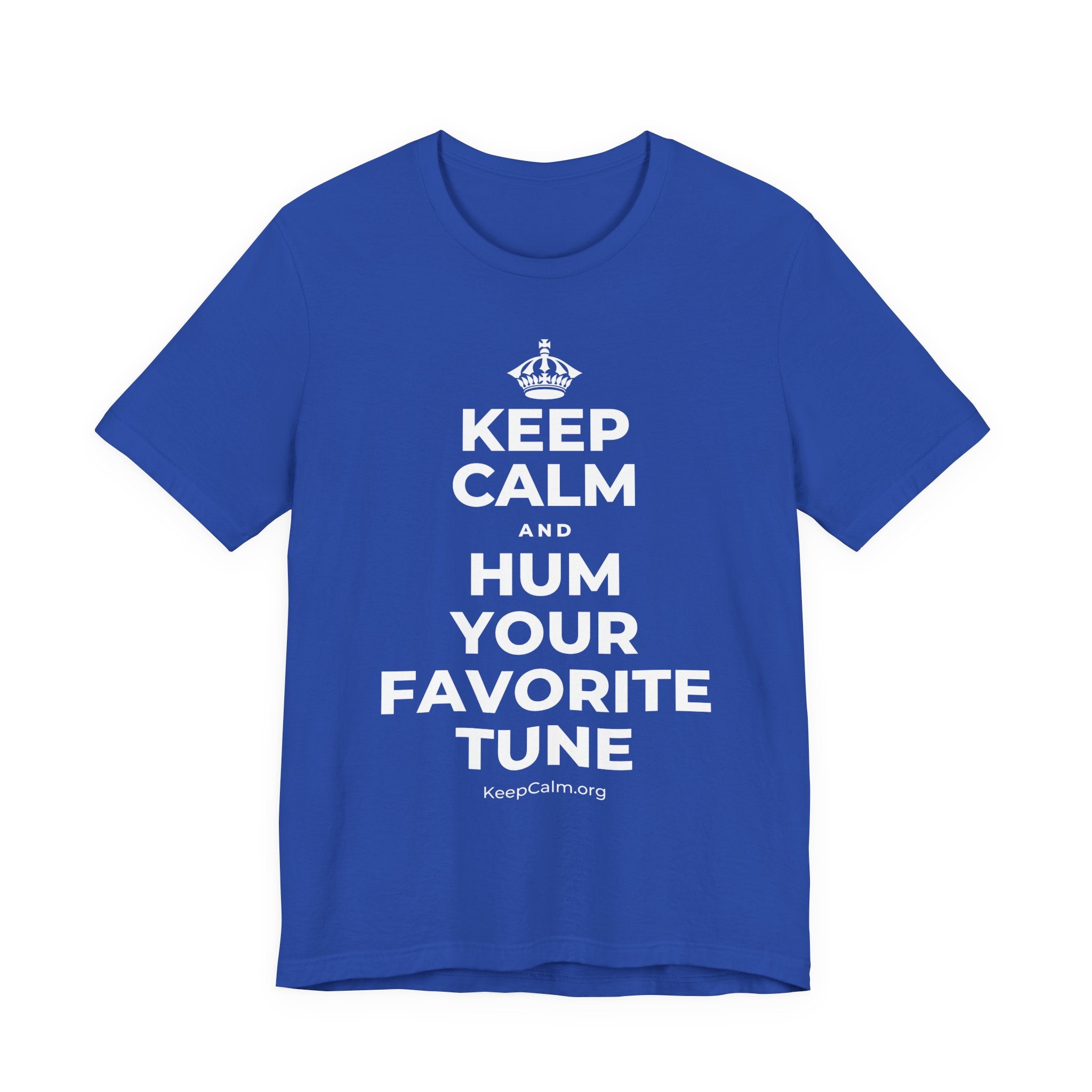 KEEP CALM AND HUM YOUR FAVORITE TUNE T-Shirt (Soft Cream–Heather Mauve)
