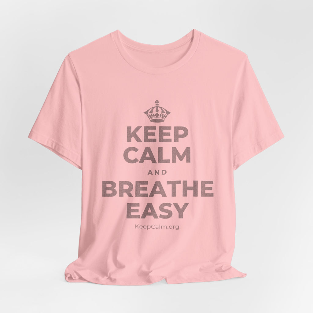 KEEP CALM AND BREATHE EASY T-Shirt (White–Asphalt)