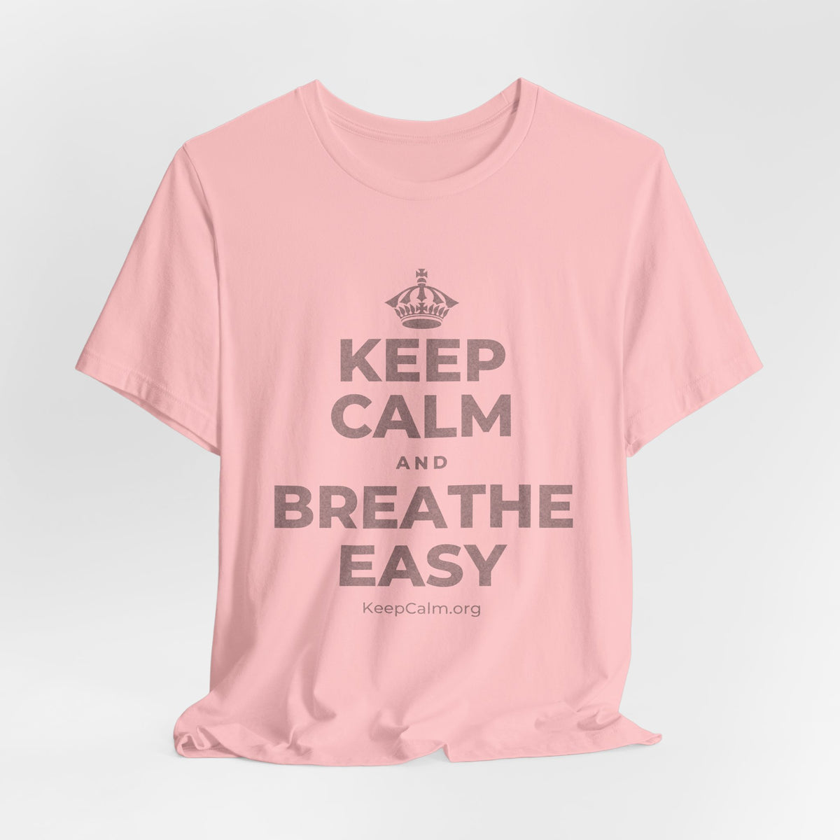 KEEP CALM AND BREATHE EASY T-Shirt (White–Asphalt)