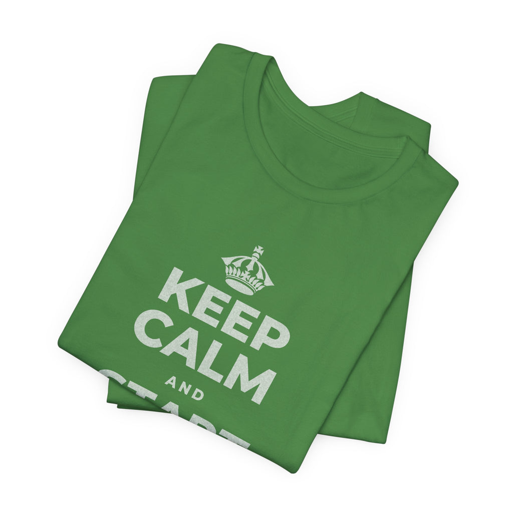 KEEP CALM AND START WHERE YOU ARE T-Shirt (Baby Blue–Silver)