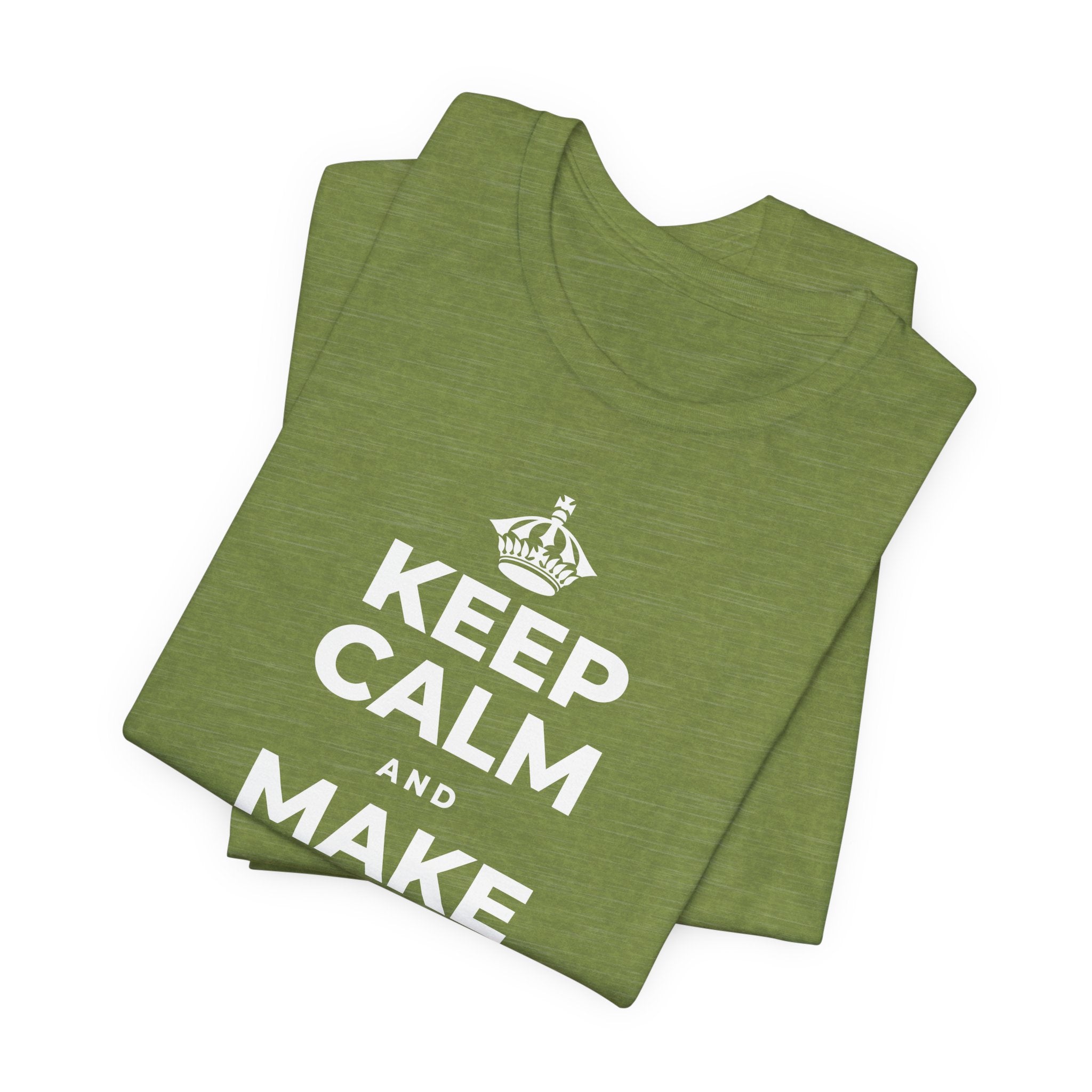 KEEP CALM AND MAKE ROOM FOR FUN T-Shirt (Baby Blue–Silver)