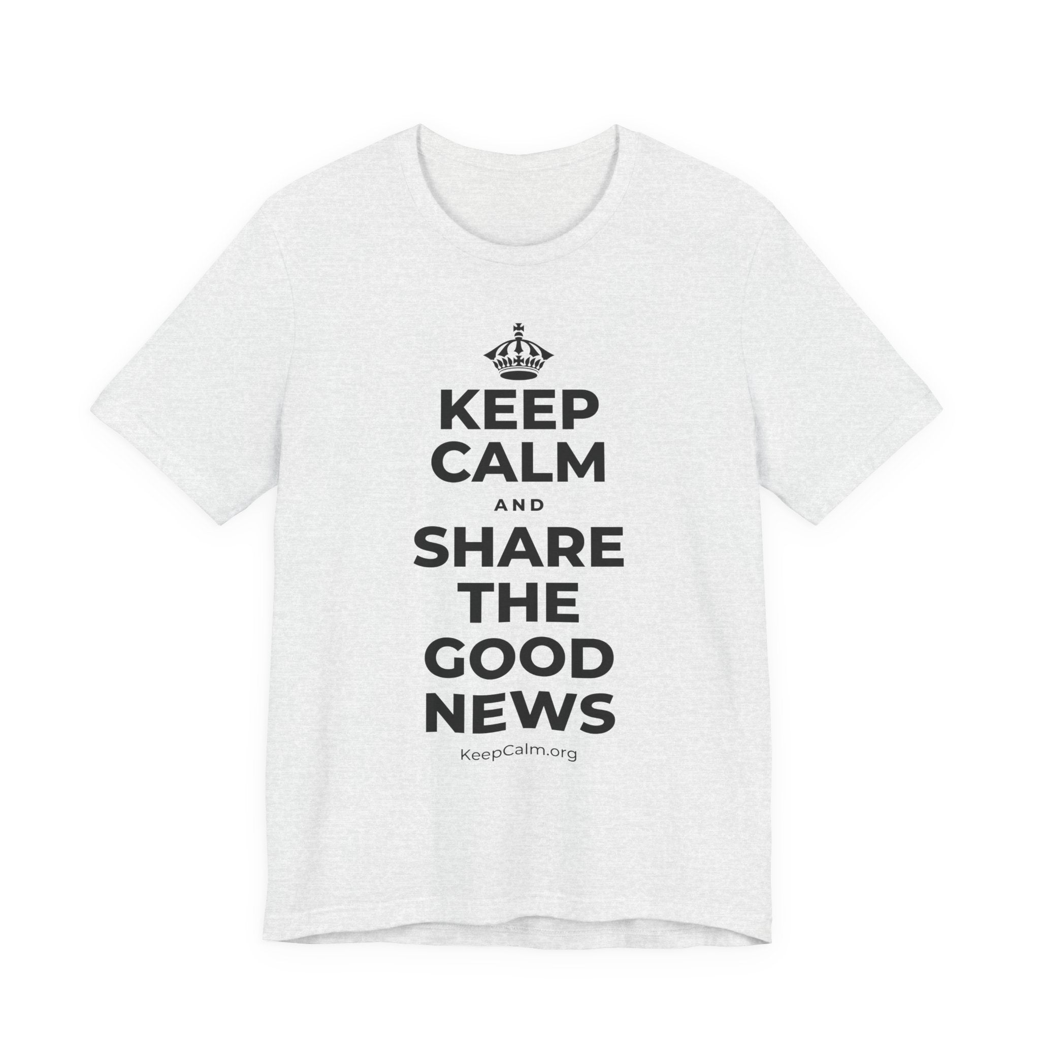 KEEP CALM AND SHARE THE GOOD NEWS T-Shirt (Soft Cream–Heather Mauve)