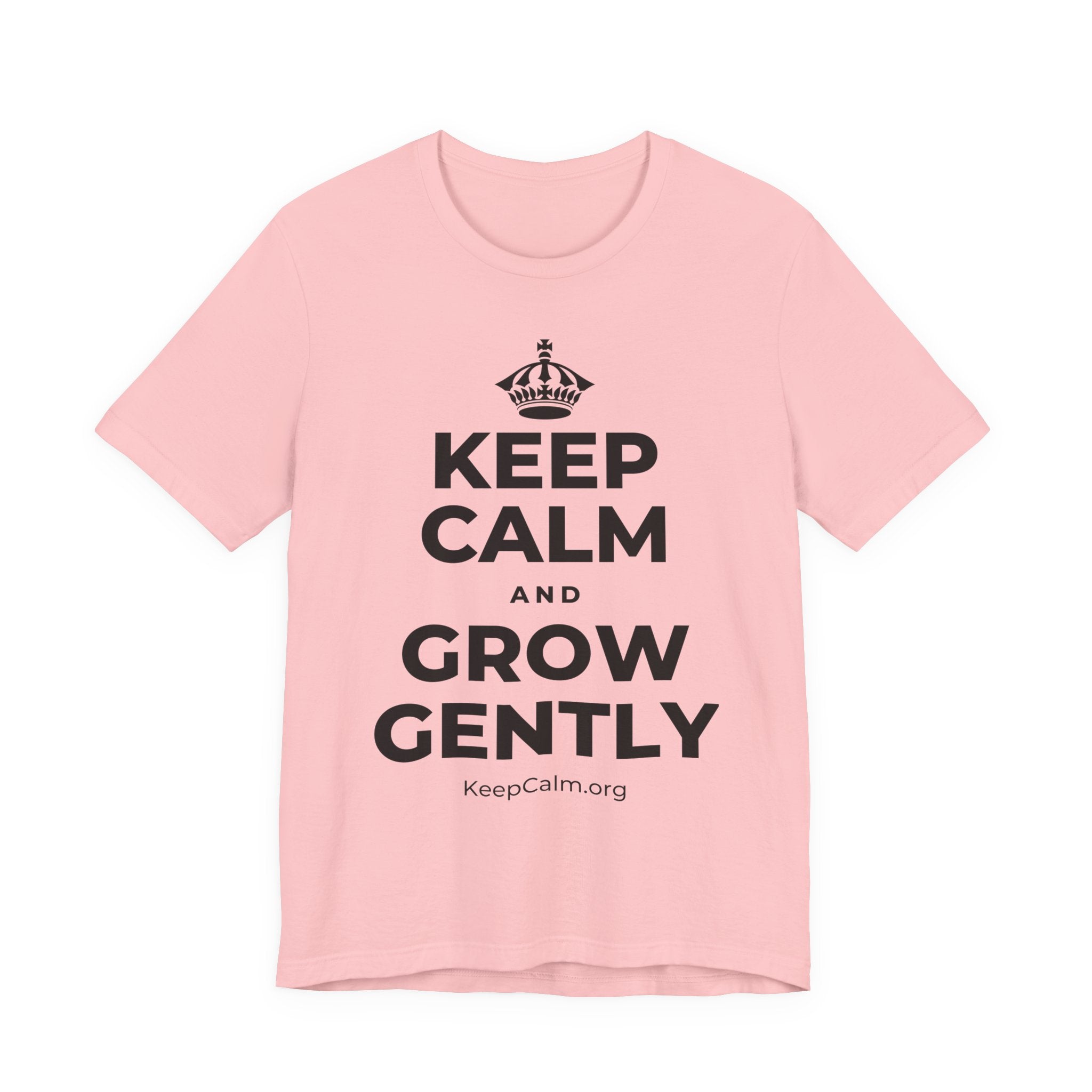 KEEP CALM AND GROW GENTLY T-Shirt (White–Asphalt)