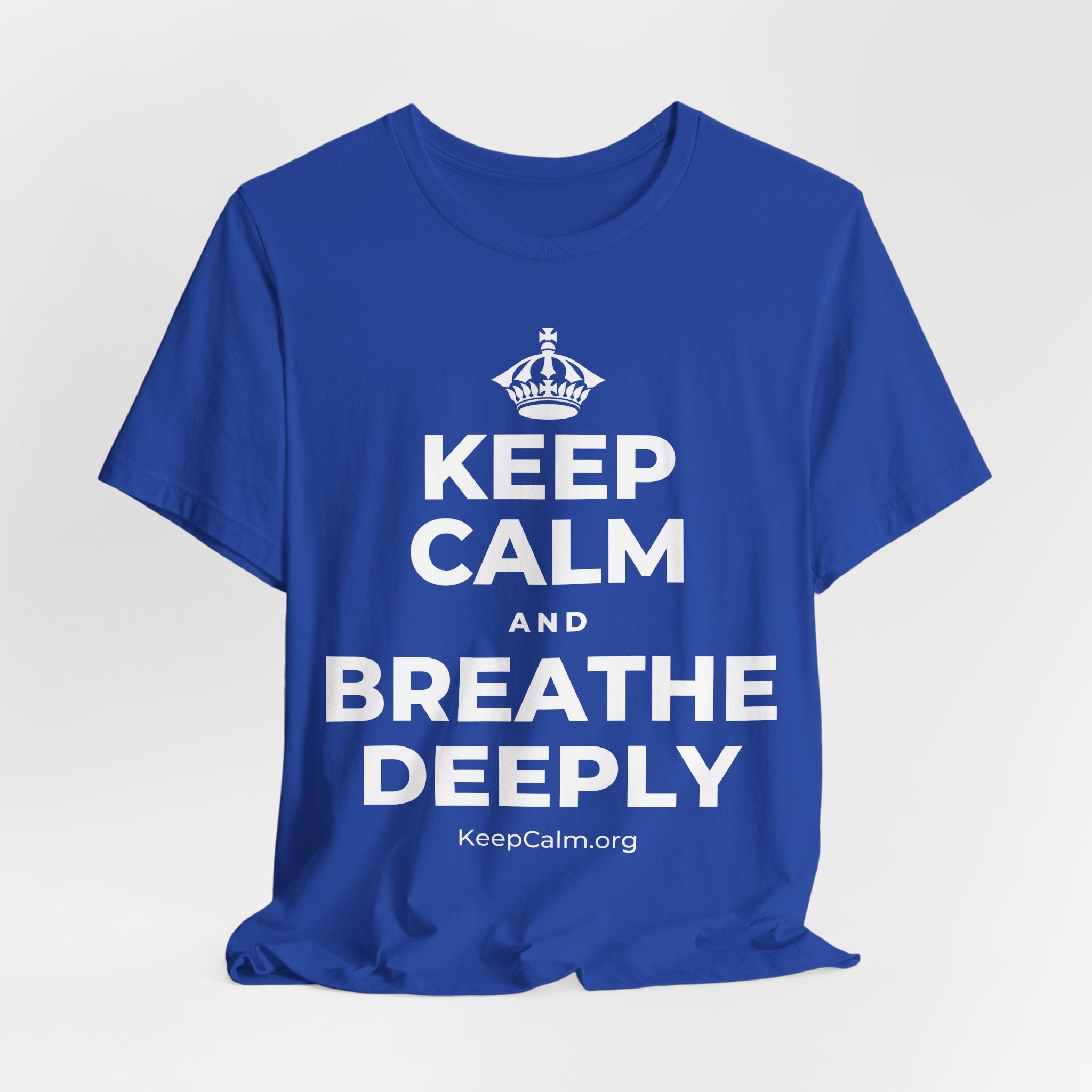 KEEP CALM AND BREATHE DEEPLY T-Shirt (Soft Cream–Heather Mauve)