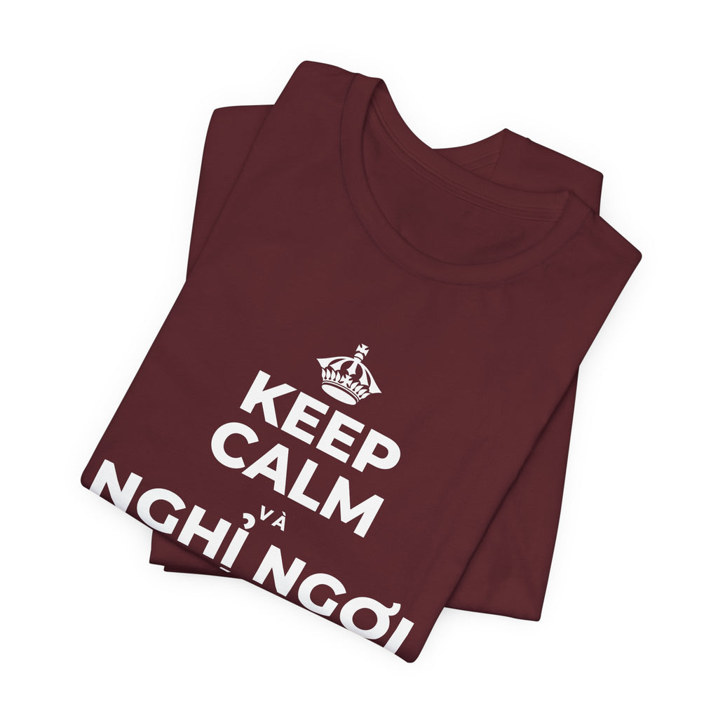 KEEP CALM VÀ NGHỈ NGƠI XỨNG ĐÁNG CỦA BẠN T-Shirt (Baby Blue–Silver)