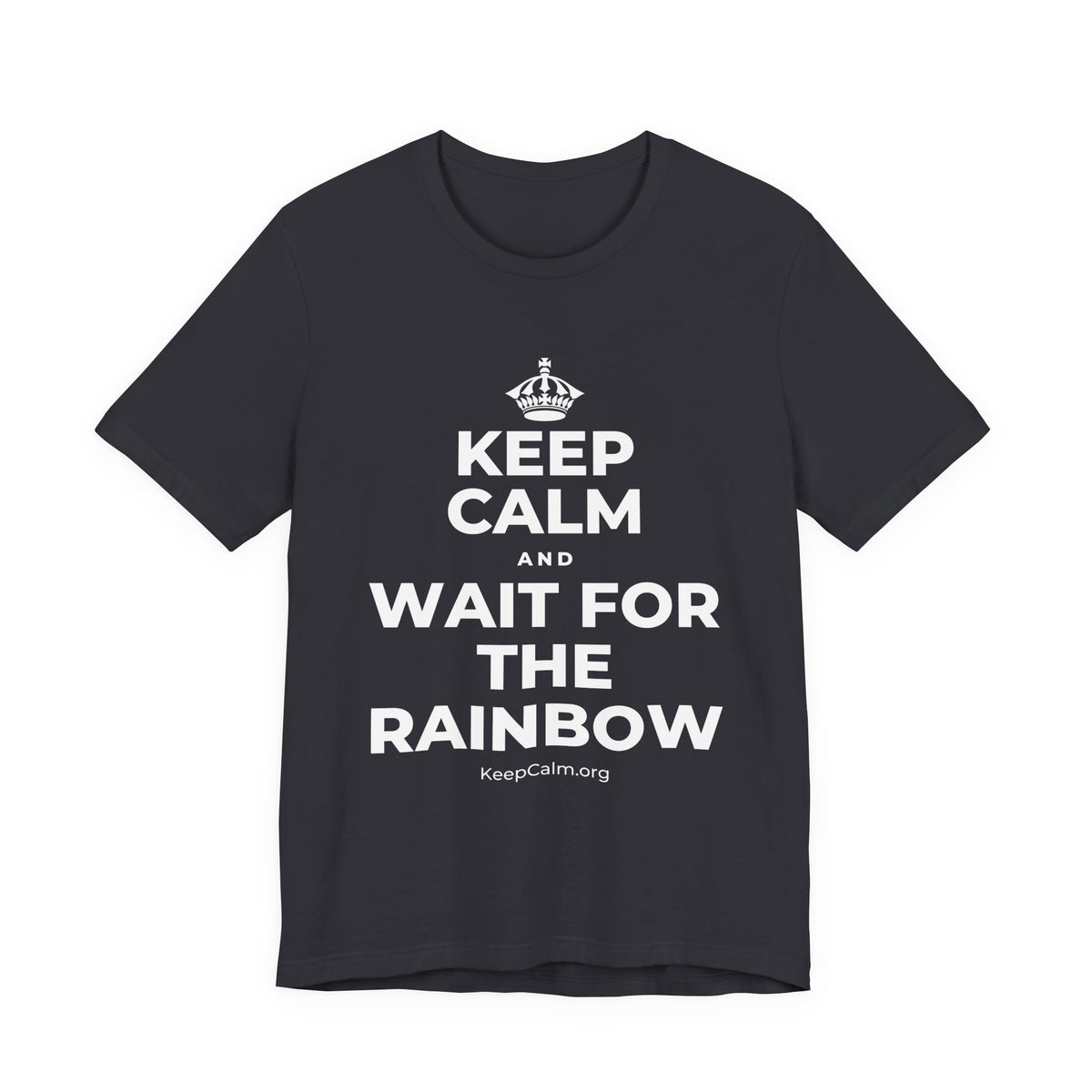 KEEP CALM AND WAIT FOR THE RAINBOW T-Shirt (Baby Blue–Silver)
