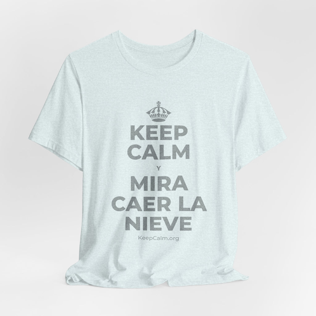 KEEP CALM Y MIRA CAER LA NIEVE T-Shirt (Soft Cream–Heather Mauve)