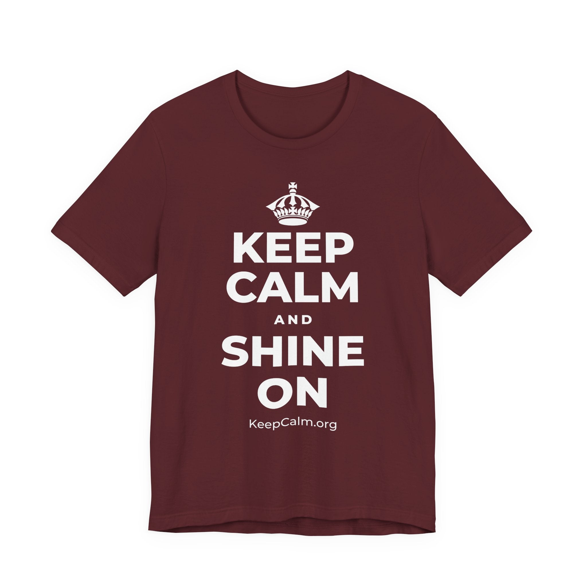 KEEP CALM AND SHINE ON T-Shirt (Baby Blue–Silver)