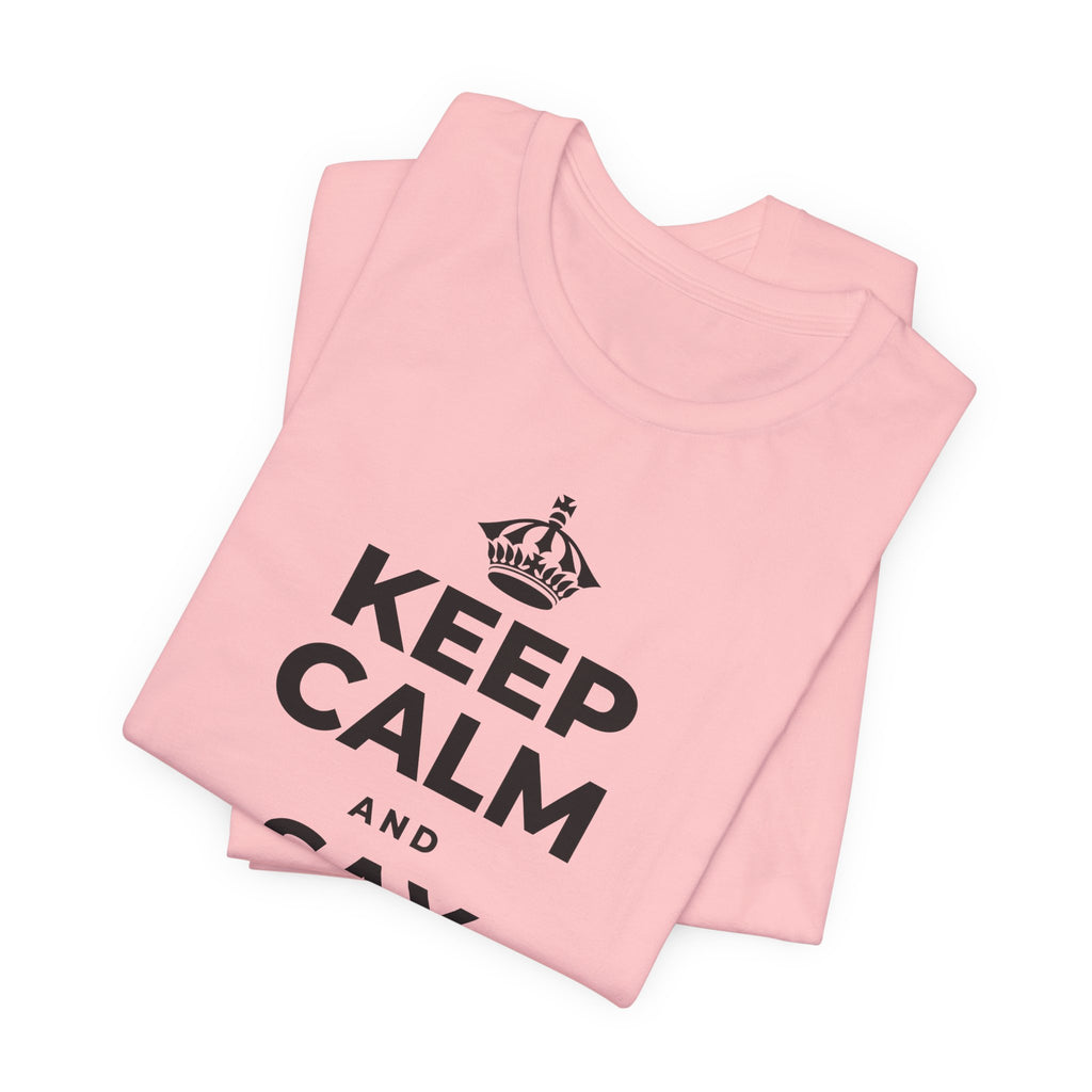 KEEP CALM AND SAY THANK YOU T-Shirt (White–Asphalt)