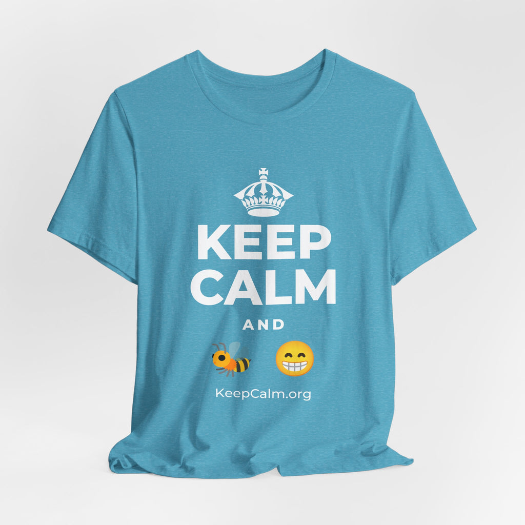 KEEP CALM AND BEE HAPPY T-Shirt (Soft Cream–Heather Mauve)