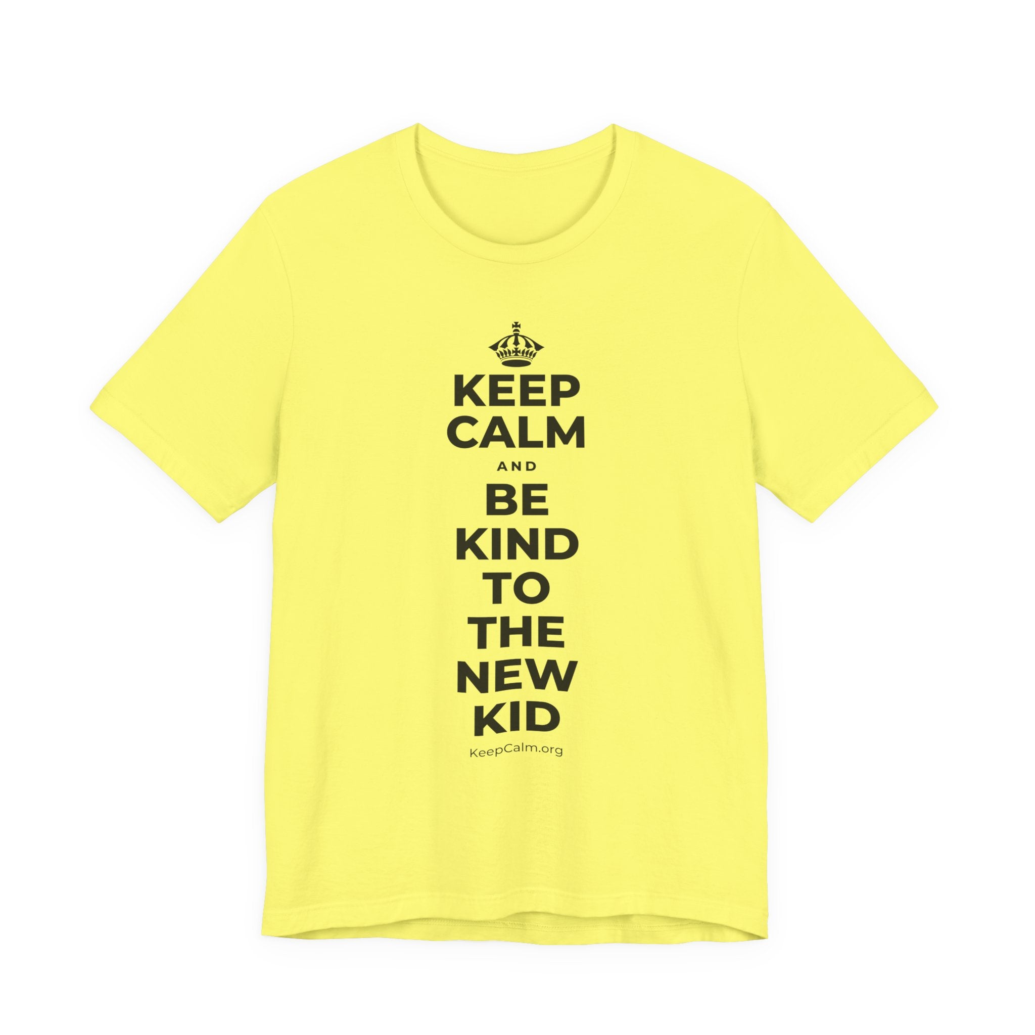 KEEP CALM AND BE KIND TO THE NEW KID T-Shirt (Soft Cream–Heather Mauve)