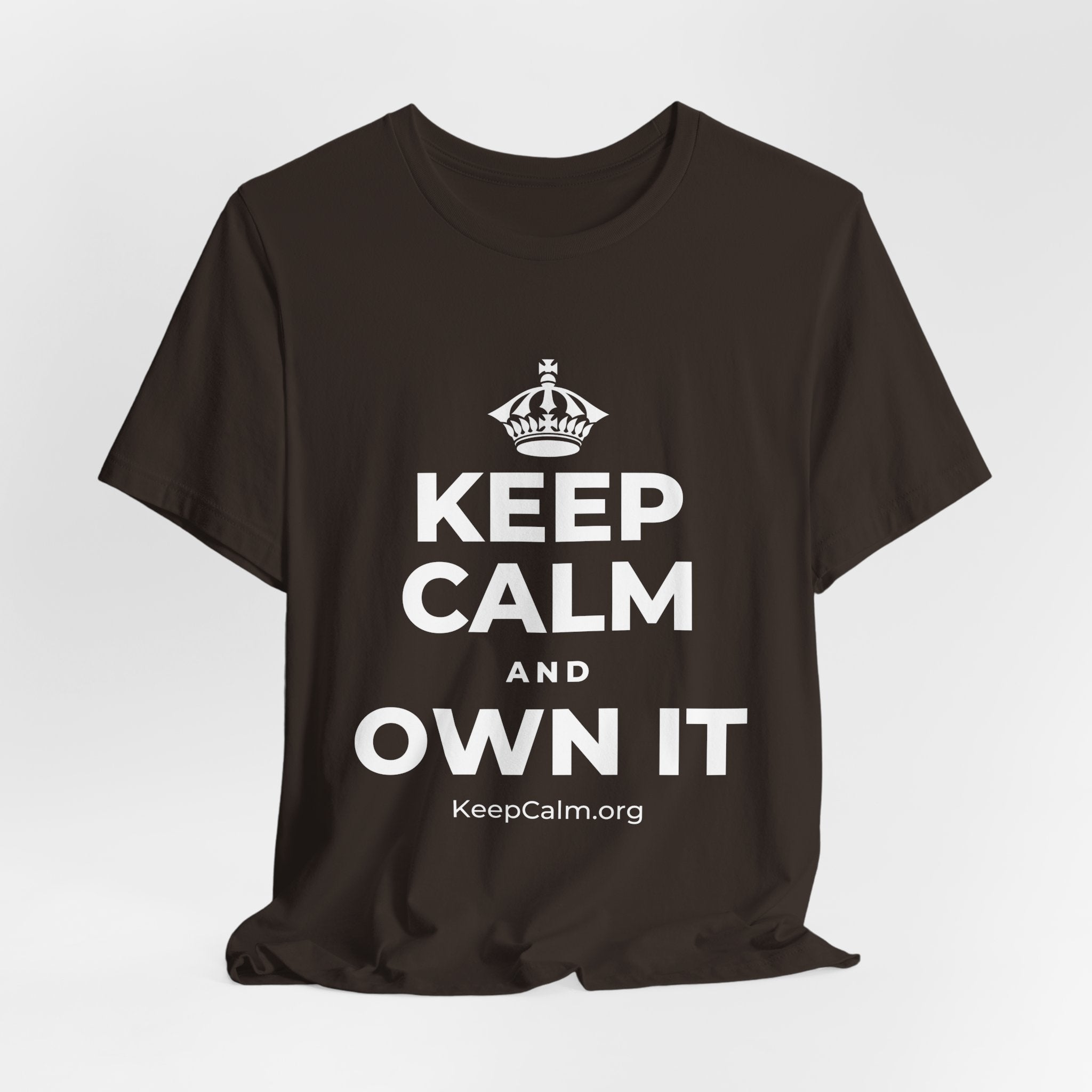KEEP CALM AND OWN IT T-Shirt (Soft Cream–Heather Mauve)