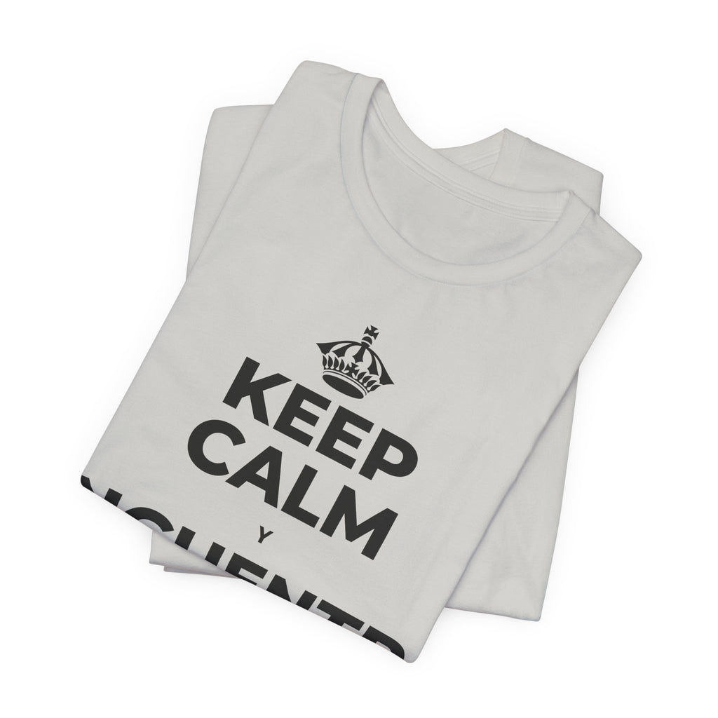 KEEP CALM Y ENCUENTRA TU CENTRO T-Shirt (Baby Blue–Silver)