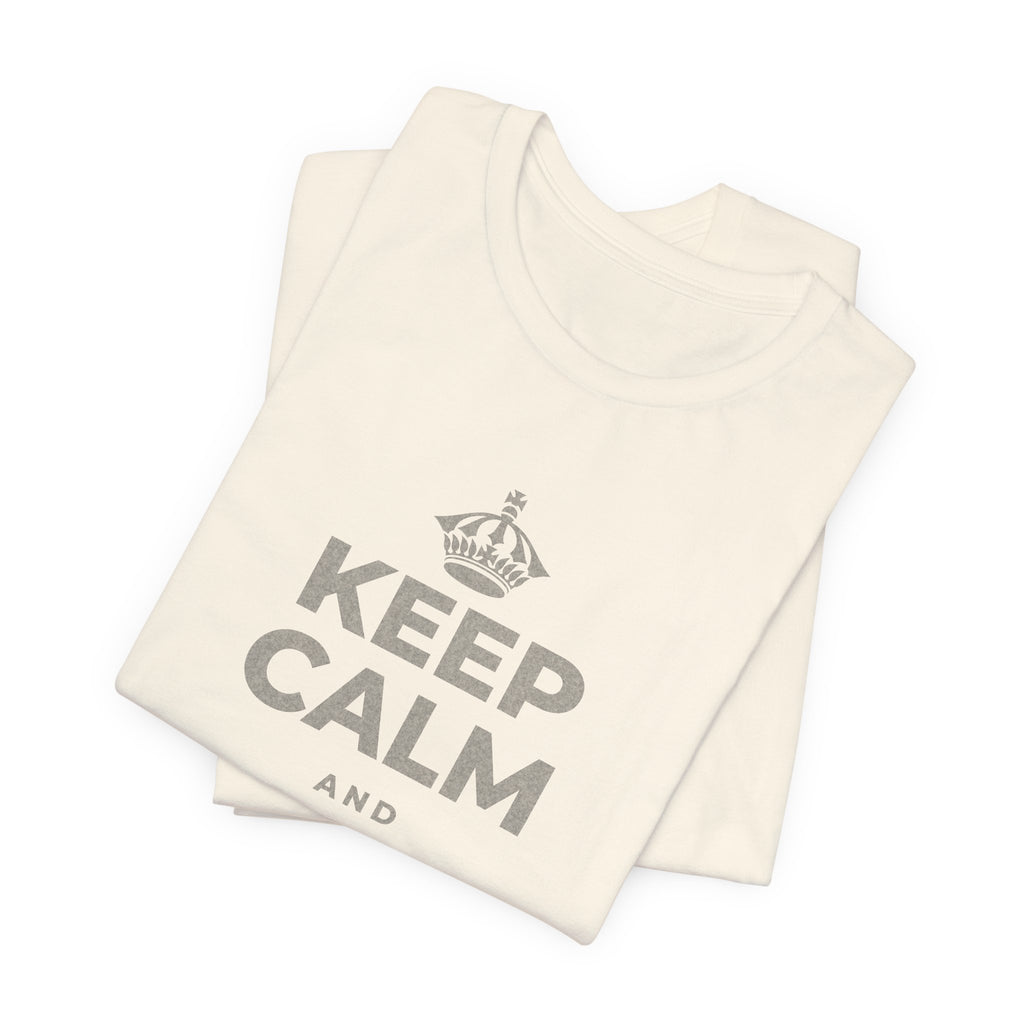 KEEP CALM AND BREATHE SLOWLY T-Shirt (White–Asphalt)