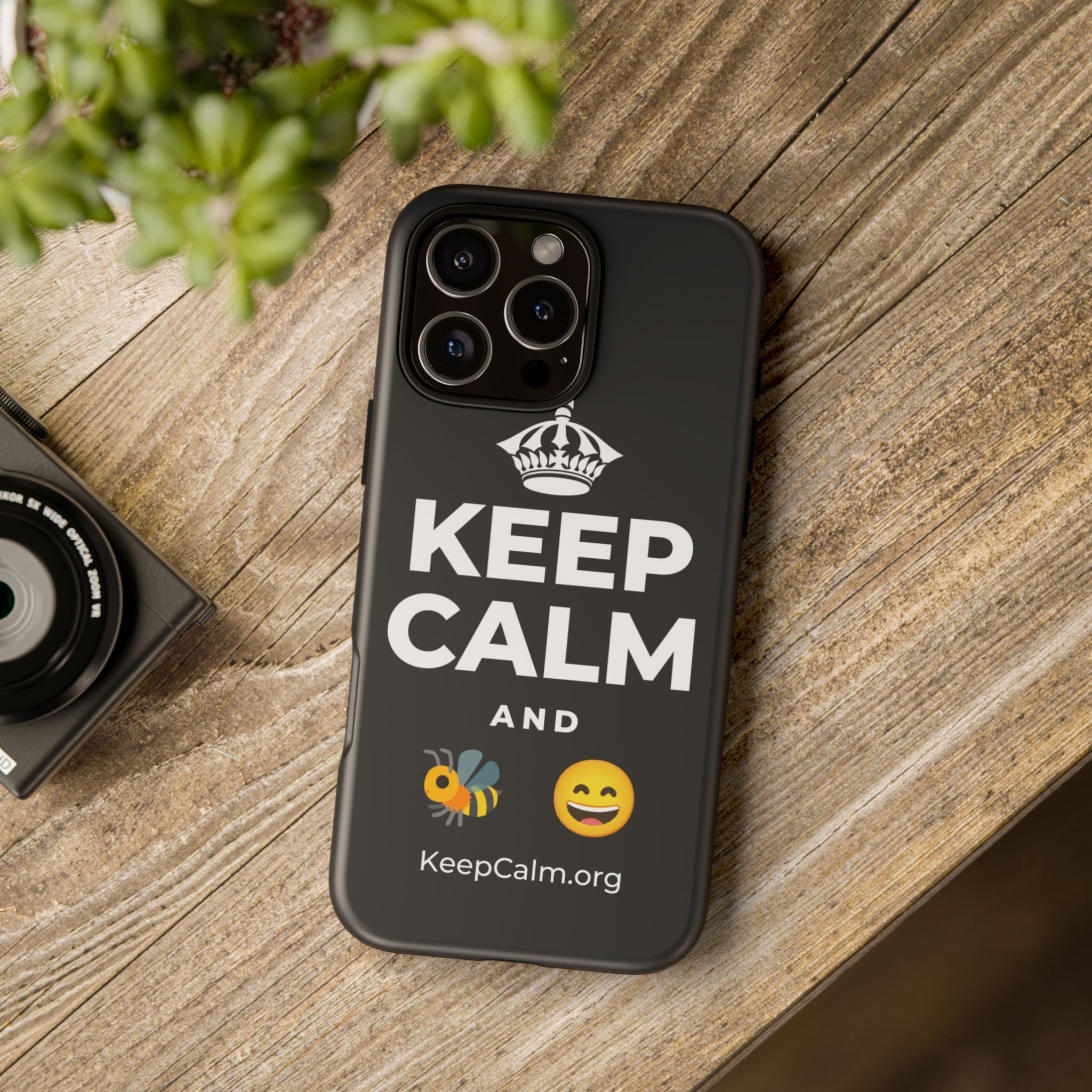 KEEP CALM AND 🐝 😄 Phone Case (Dark)