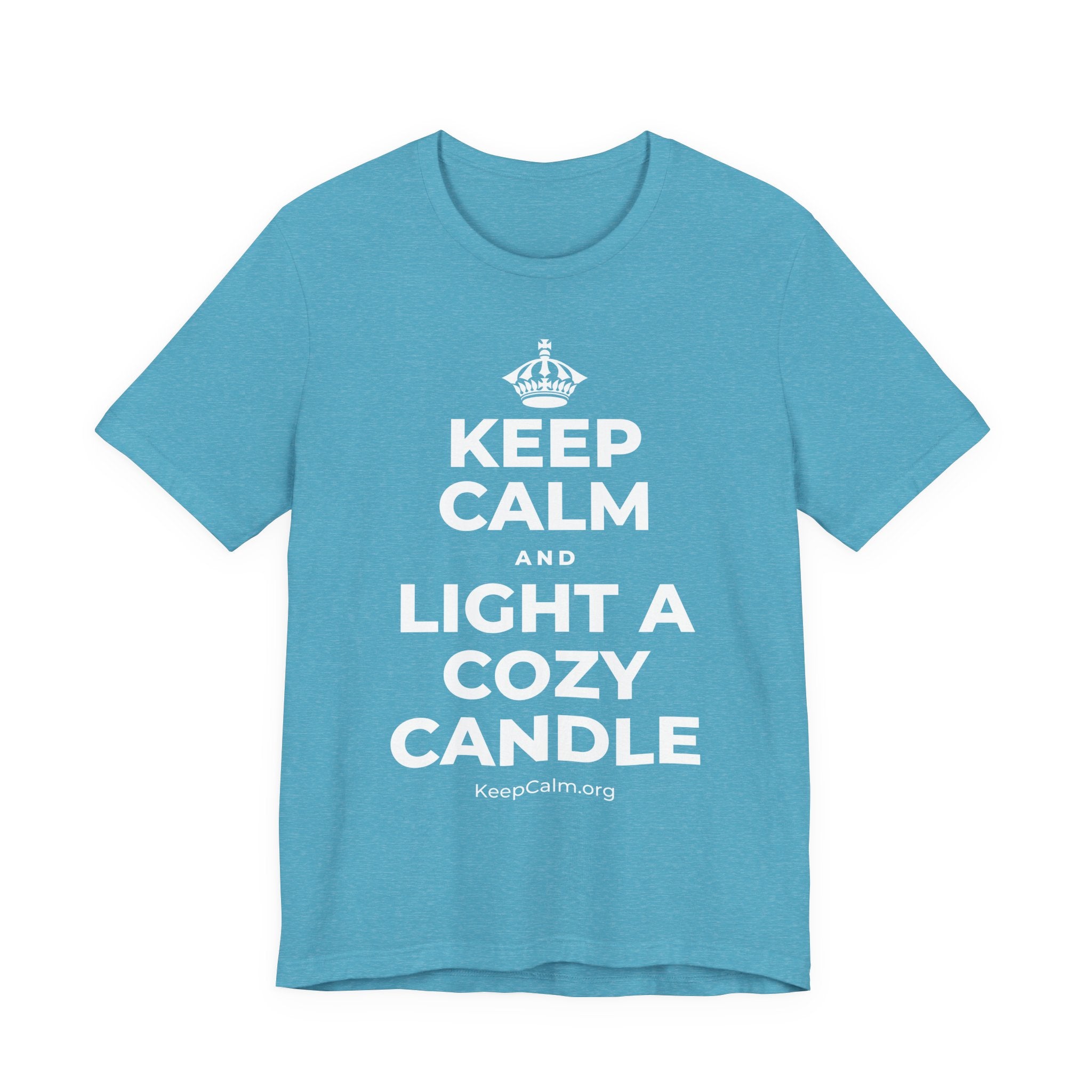 KEEP CALM AND LIGHT A COZY CANDLE T-Shirt (Soft Cream–Heather Mauve)