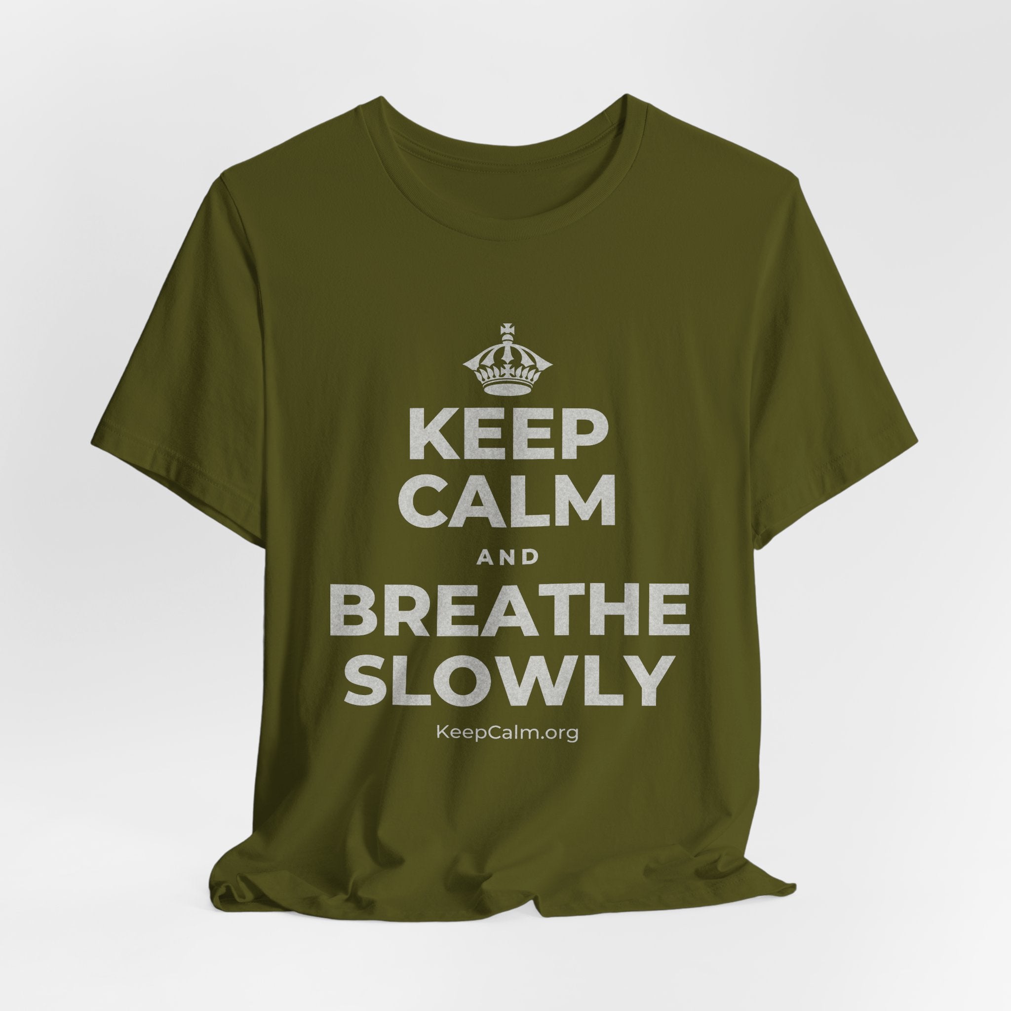 KEEP CALM AND BREATHE SLOWLY T-Shirt (Baby Blue–Silver)