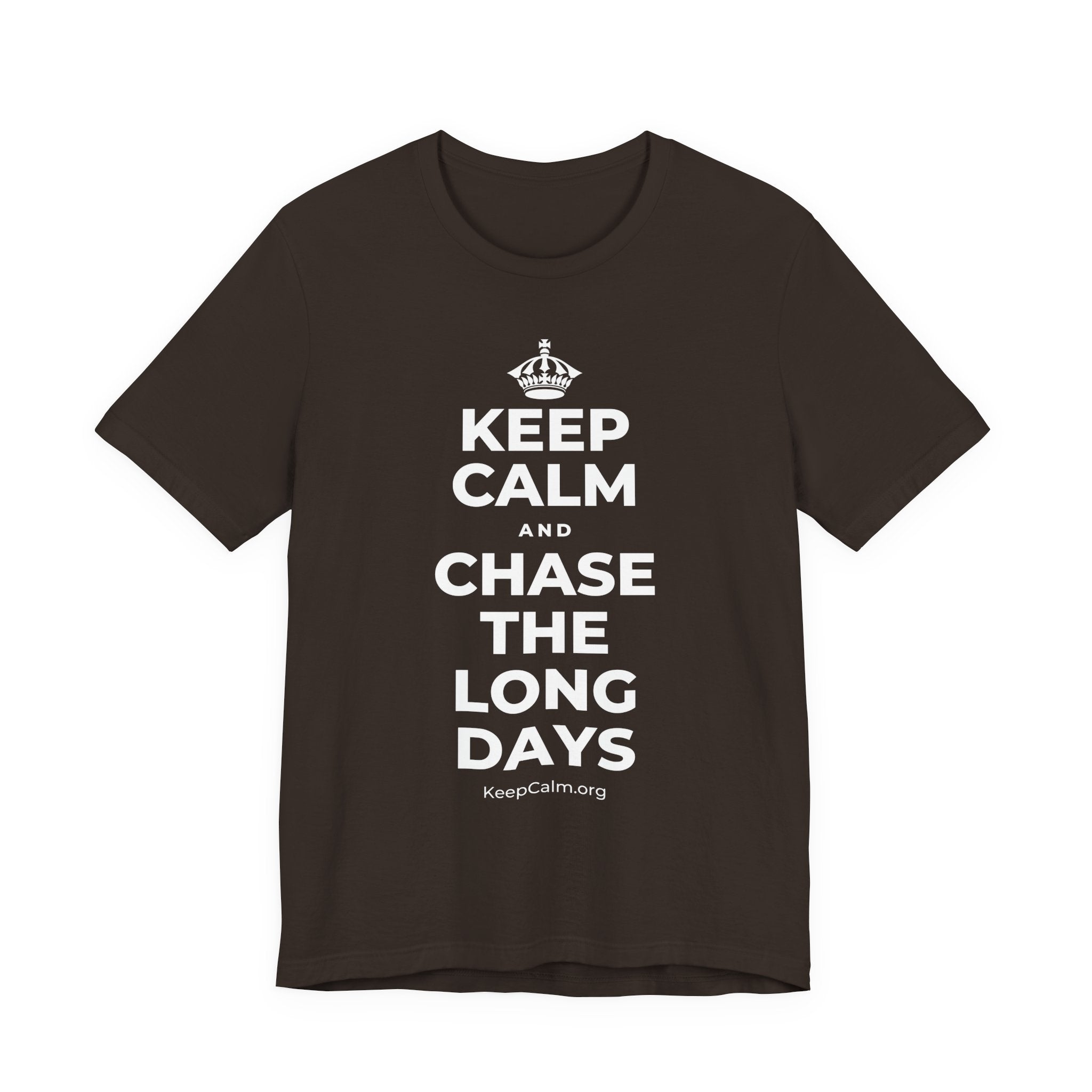 KEEP CALM AND CHASE THE LONG DAYS T-Shirt (Soft Cream–Heather Mauve)