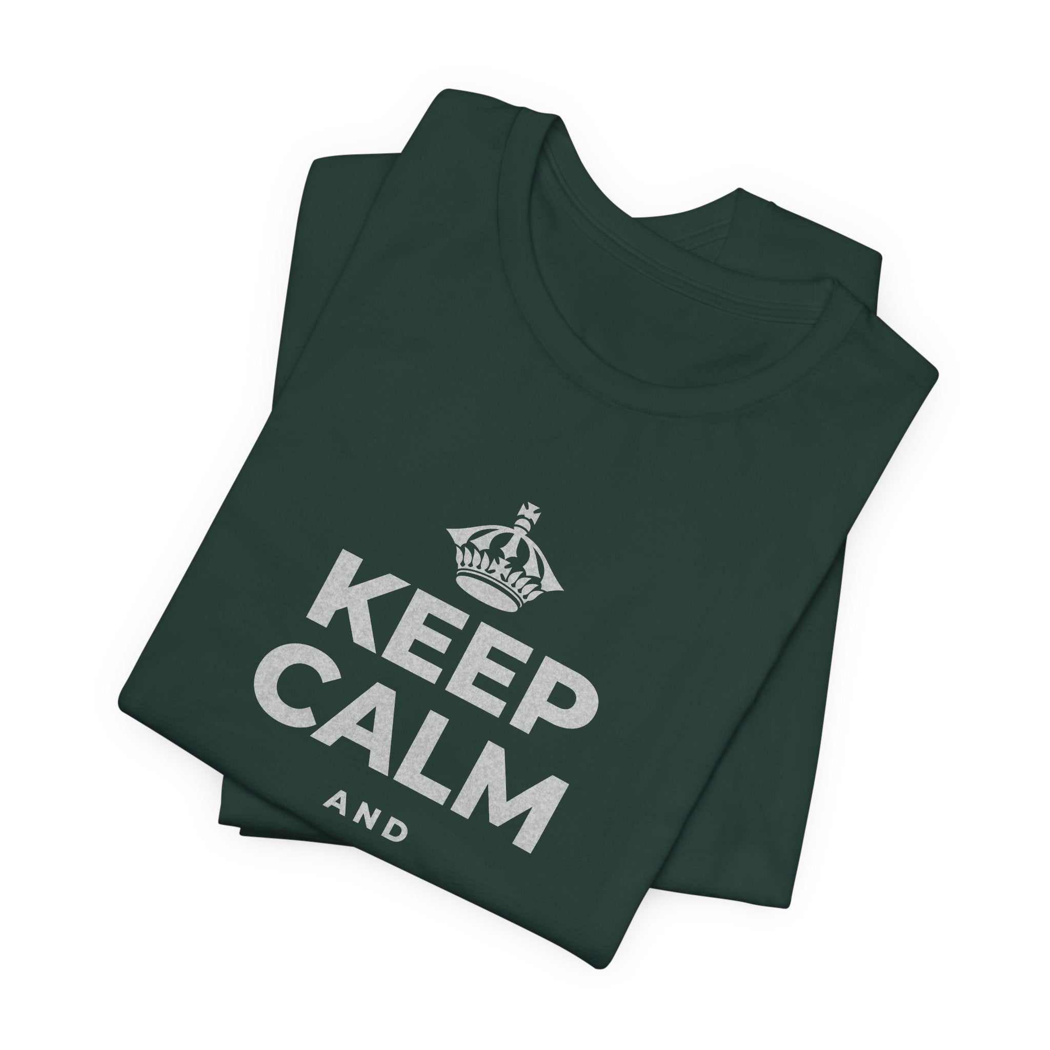 KEEP CALM AND MAKE THE CALL T-Shirt (White–Asphalt)
