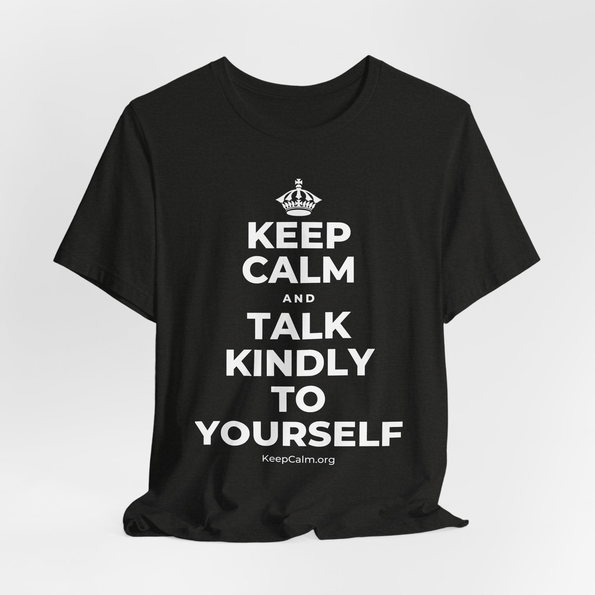 KEEP CALM AND TALK KINDLY TO YOURSELF T-Shirt (Soft Cream–Heather Mauve)