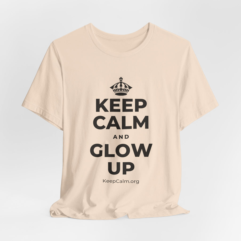 KEEP CALM AND GLOW UP T-Shirt (Soft Cream–Heather Mauve)