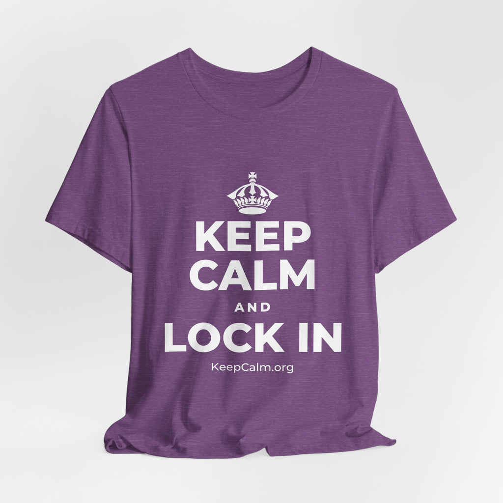 KEEP CALM AND LOCK IN T-Shirt (Baby Blue–Silver)