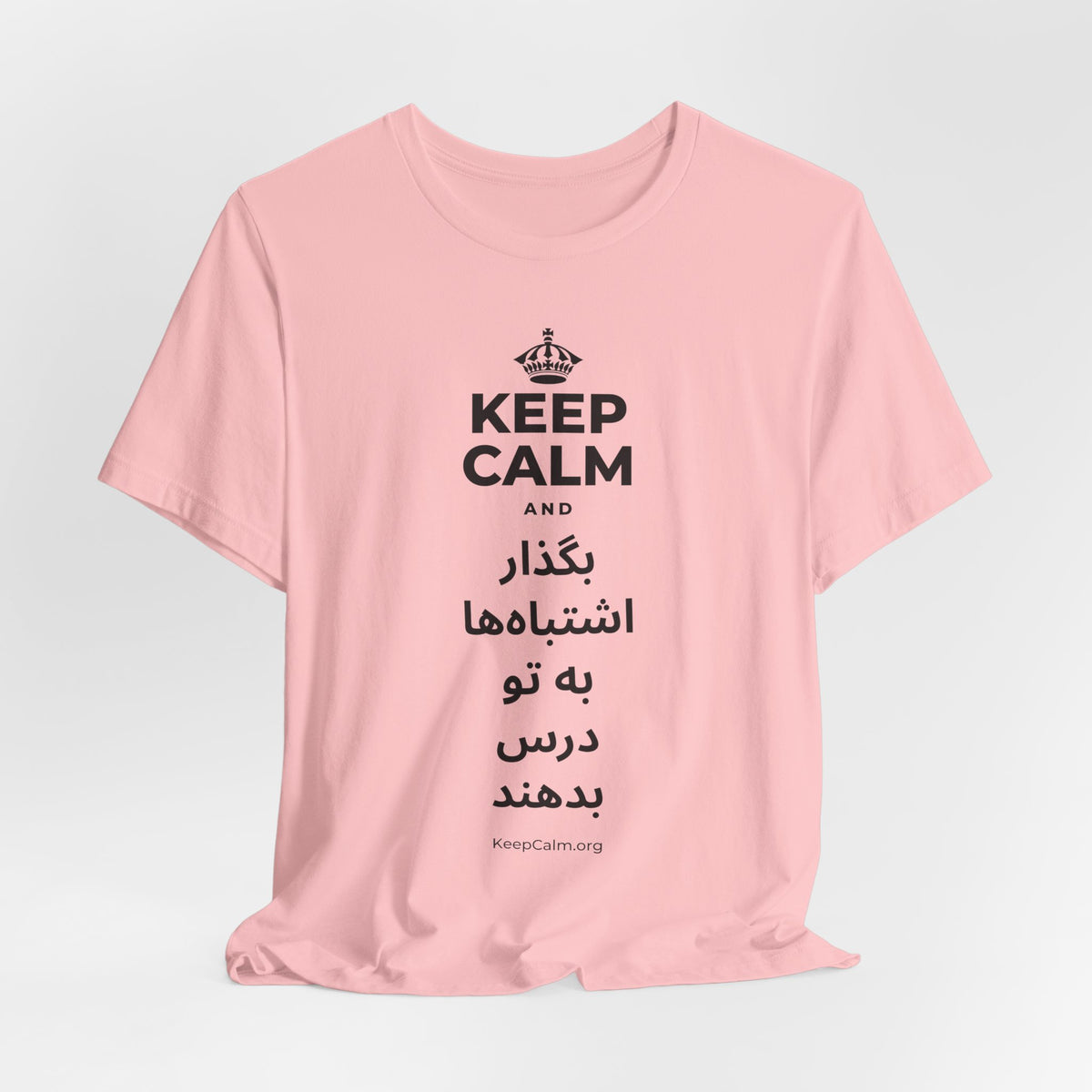 KEEP CALM AND بگذار اشتباه‌ها به تو درس بدهند T-Shirt (White–Asphalt)