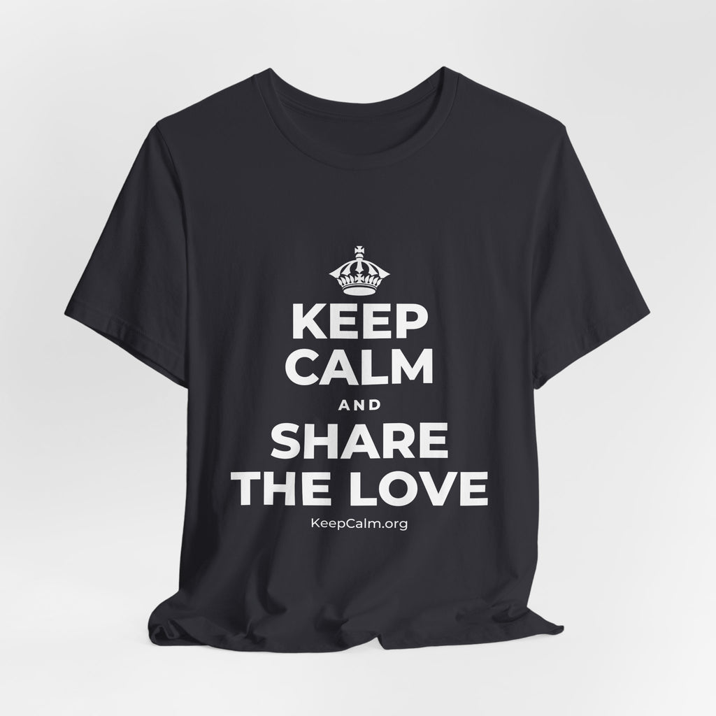 KEEP CALM AND SHARE THE LOVE T-Shirt (Baby Blue–Silver)