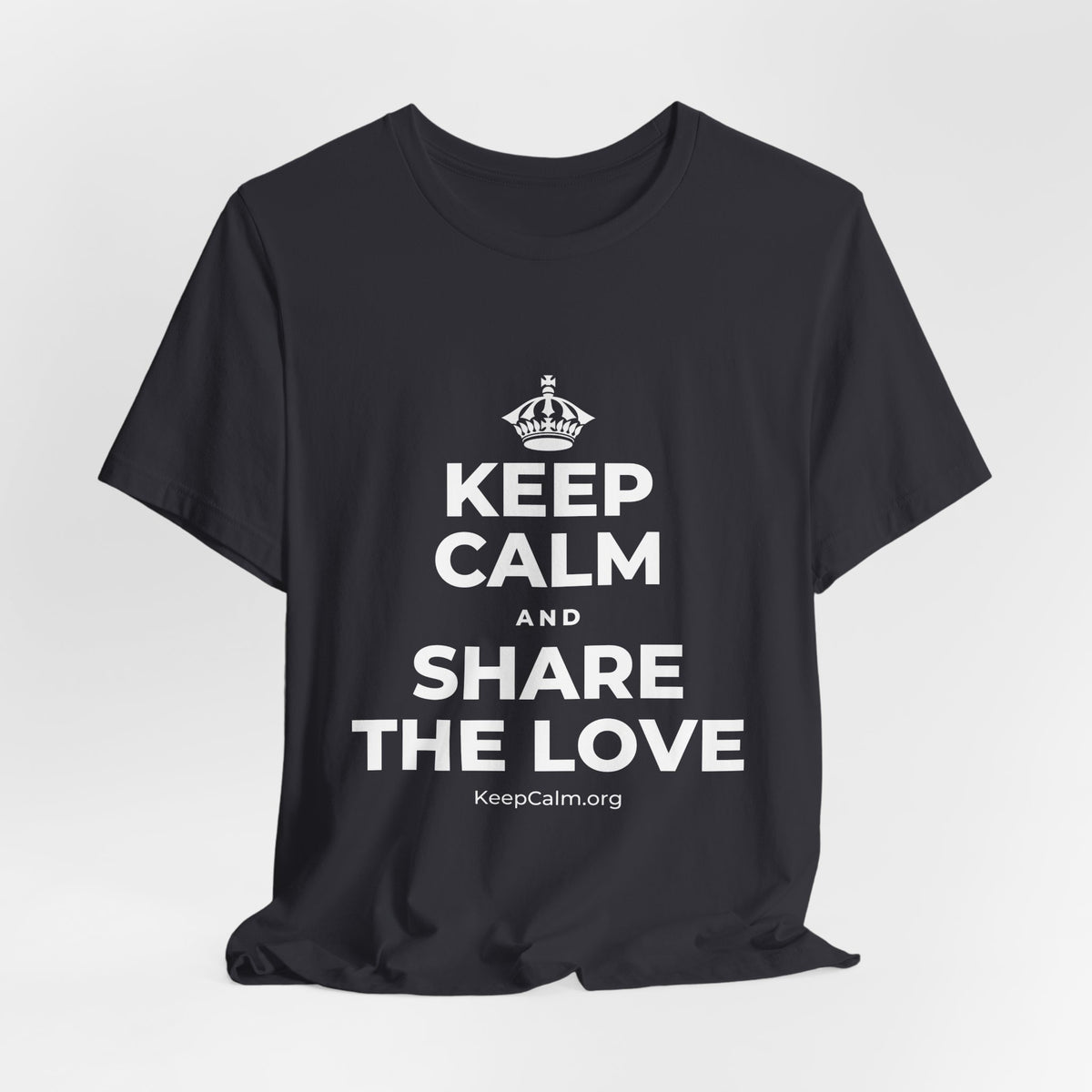 KEEP CALM AND SHARE THE LOVE T-Shirt (Baby Blue–Silver)