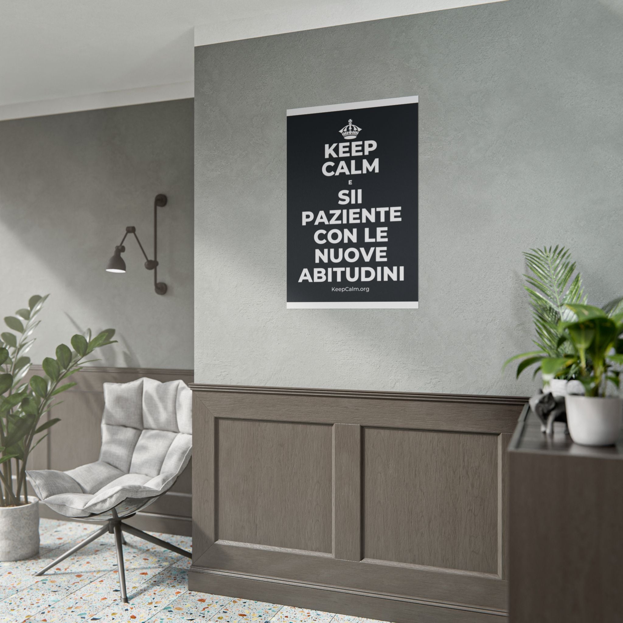 KEEP CALM E SII PAZIENTE CON LE NUOVE ABITUDINI Poster (Dark)
