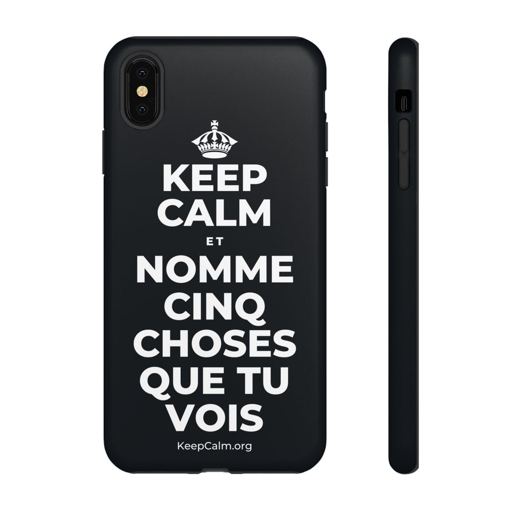 KEEP CALM ET NOMME CINQ CHOSES QUE TU VOIS Phone Case (Dark)