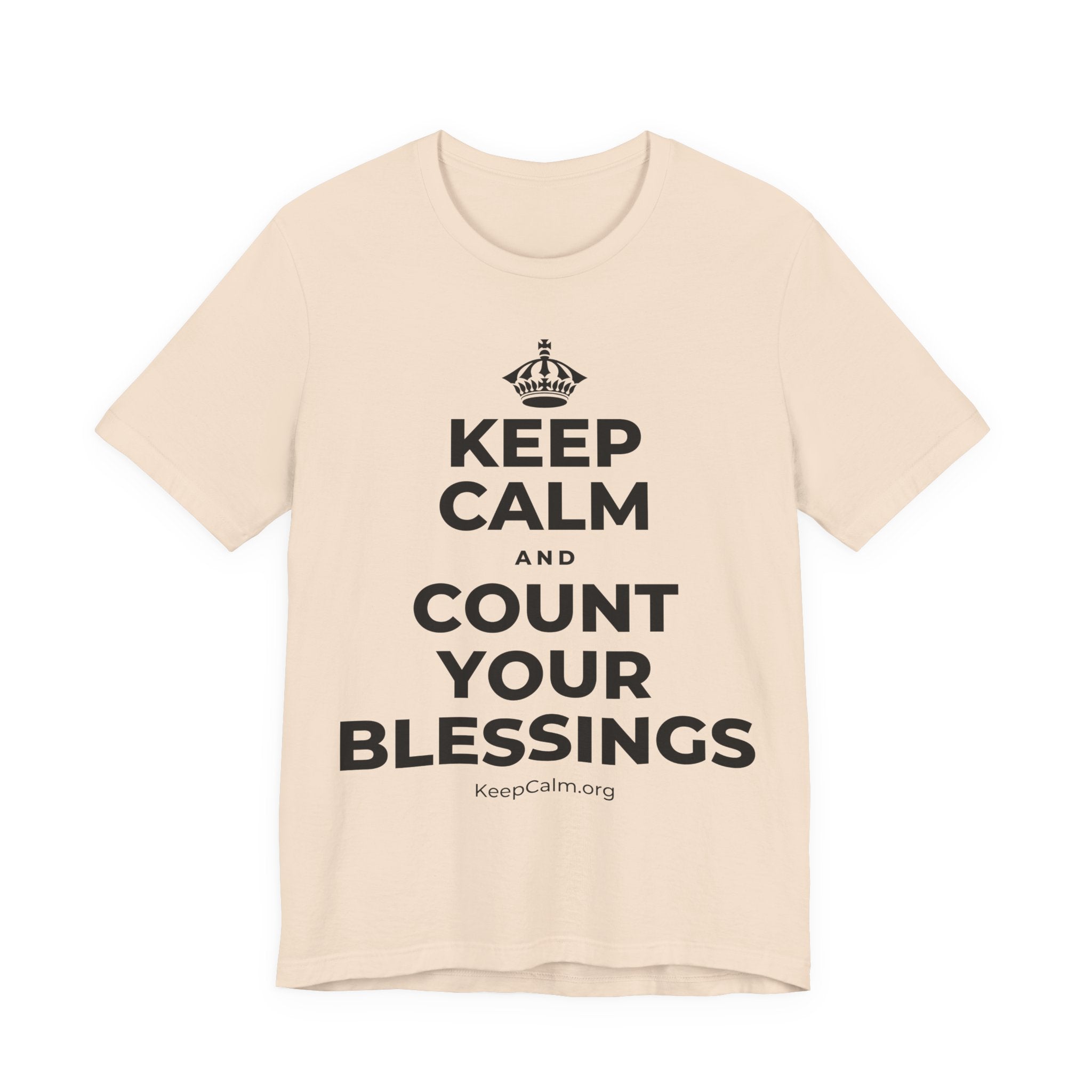 KEEP CALM AND COUNT YOUR BLESSINGS T-Shirt (Soft Cream–Heather Mauve)