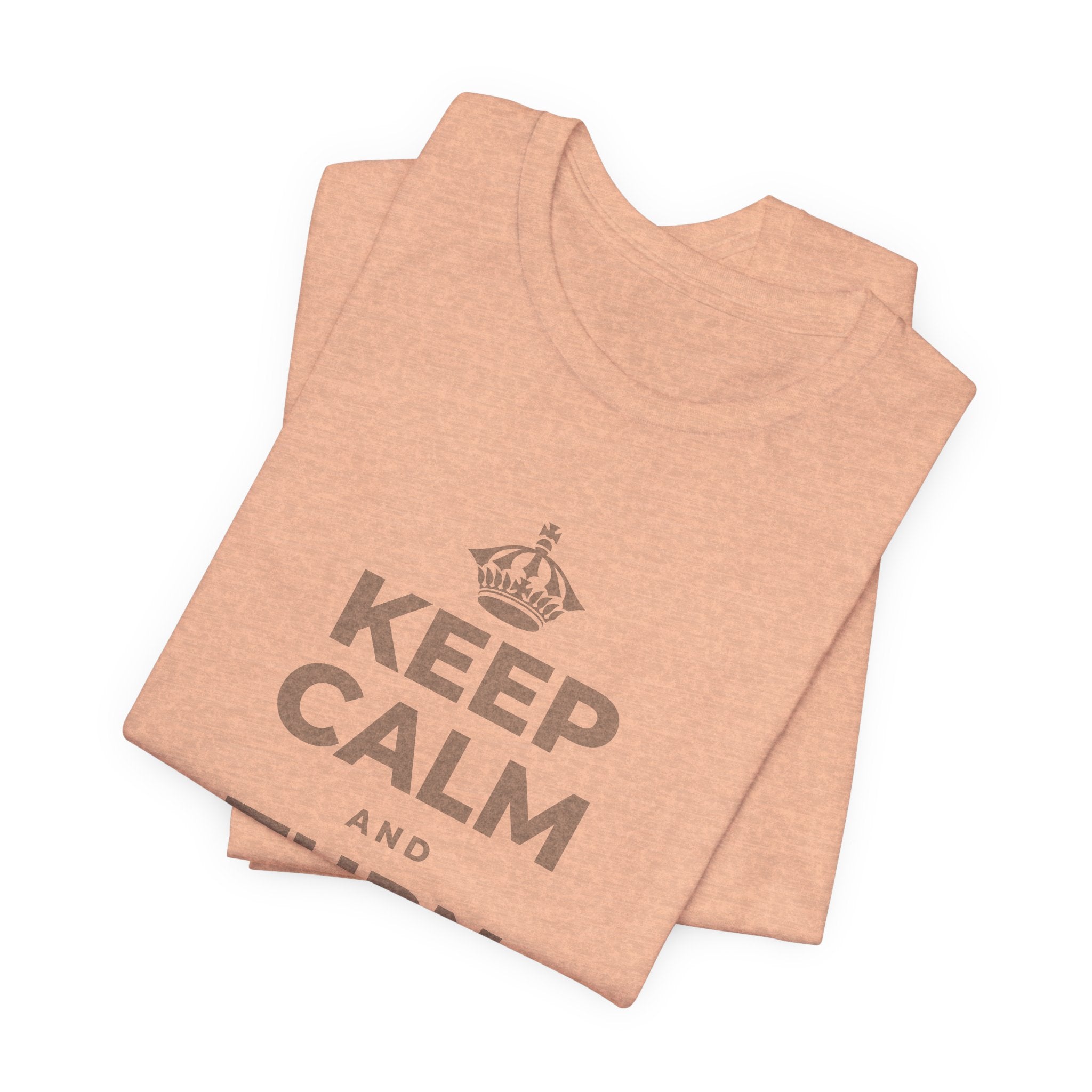 KEEP CALM AND TURN THE PAGE T-Shirt (Soft Cream–Heather Mauve)