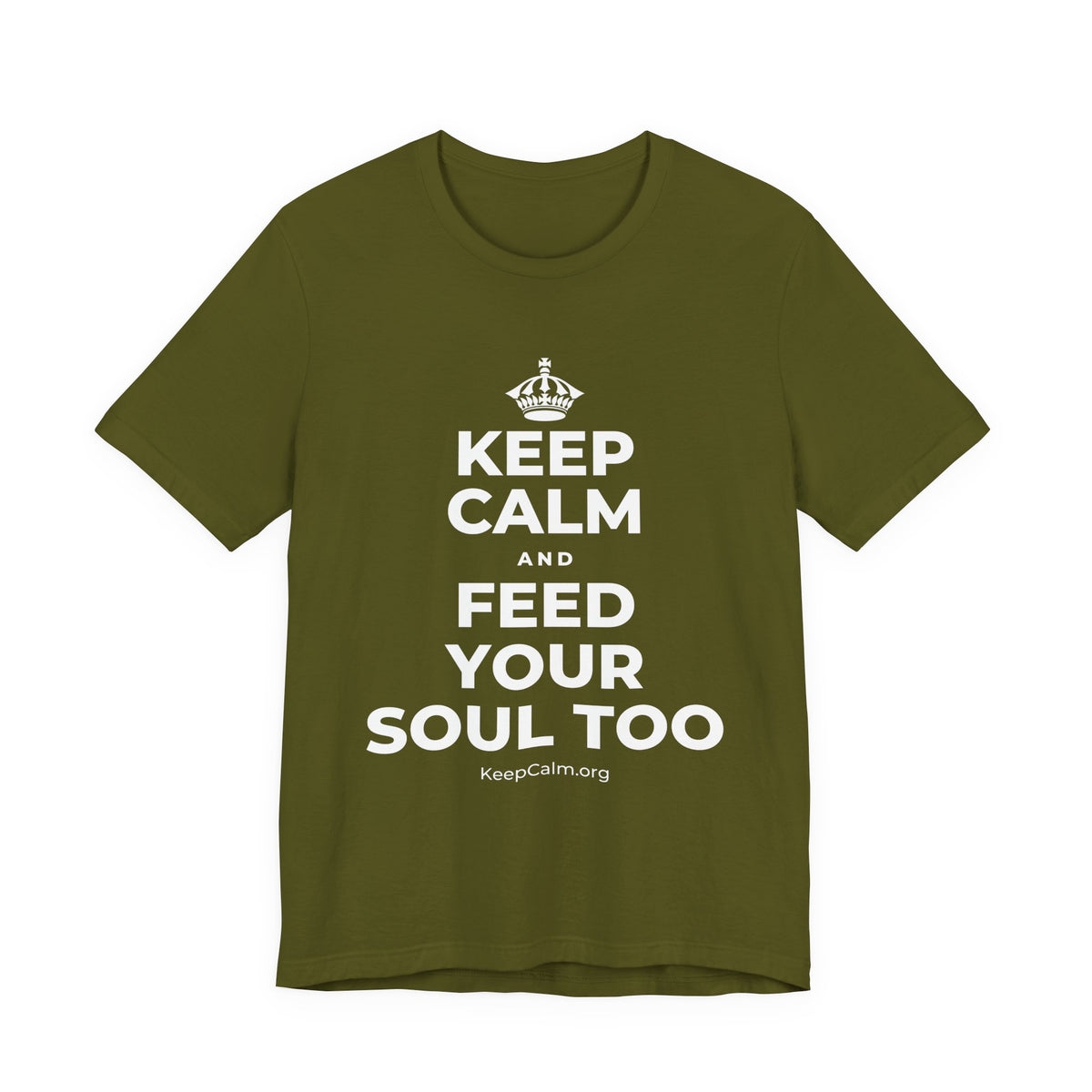 KEEP CALM AND FEED YOUR SOUL TOO T-Shirt (Baby Blue–Silver)