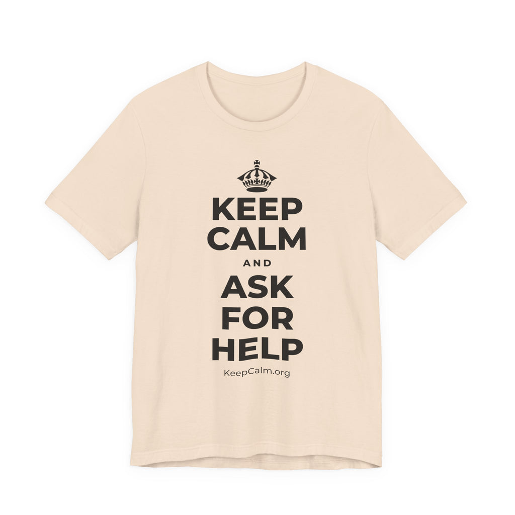 KEEP CALM AND ASK FOR HELP T-Shirt (Soft Cream–Heather Mauve)