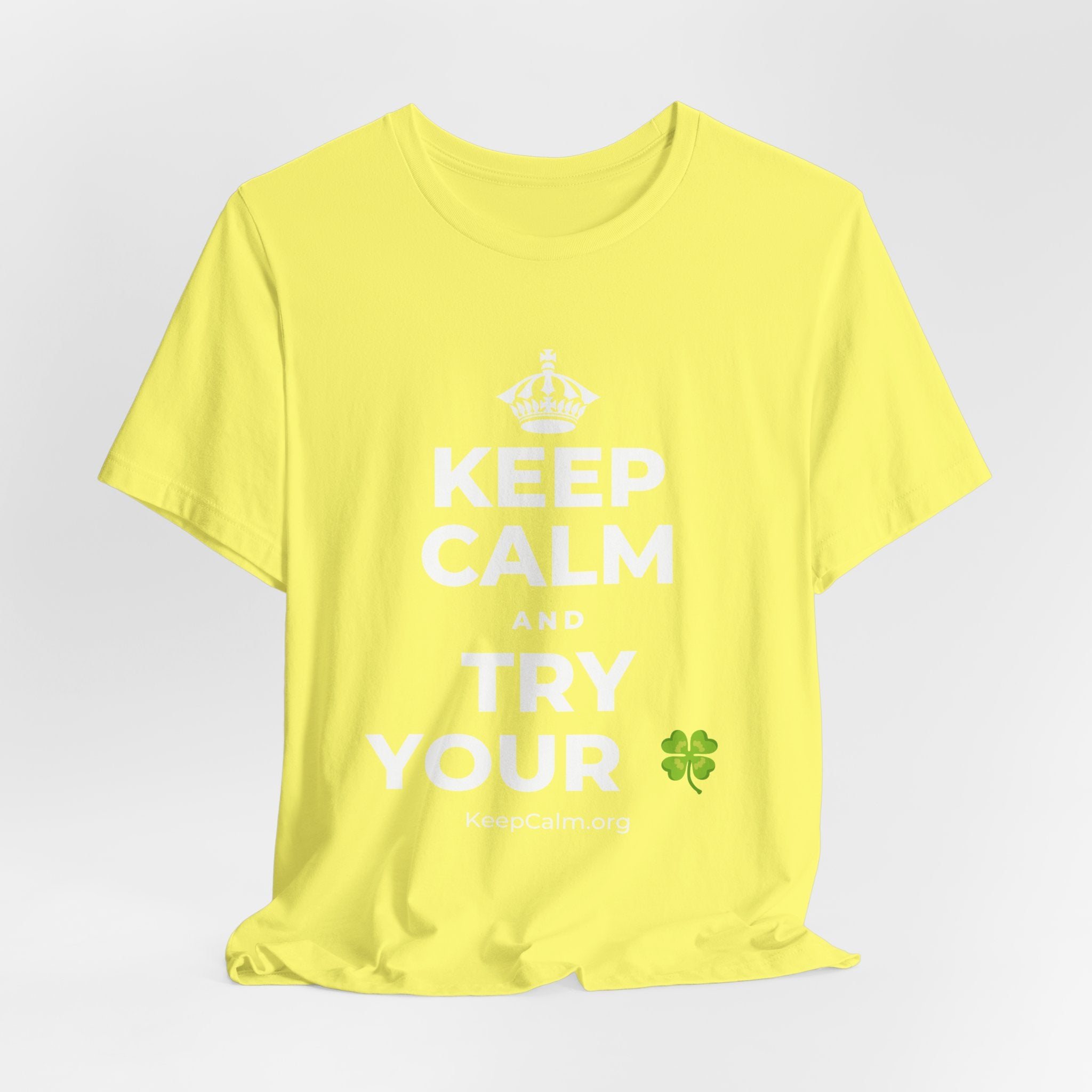 KEEP CALM AND TRY YOUR 🍀 T-Shirt (Soft Cream–Heather Mauve)