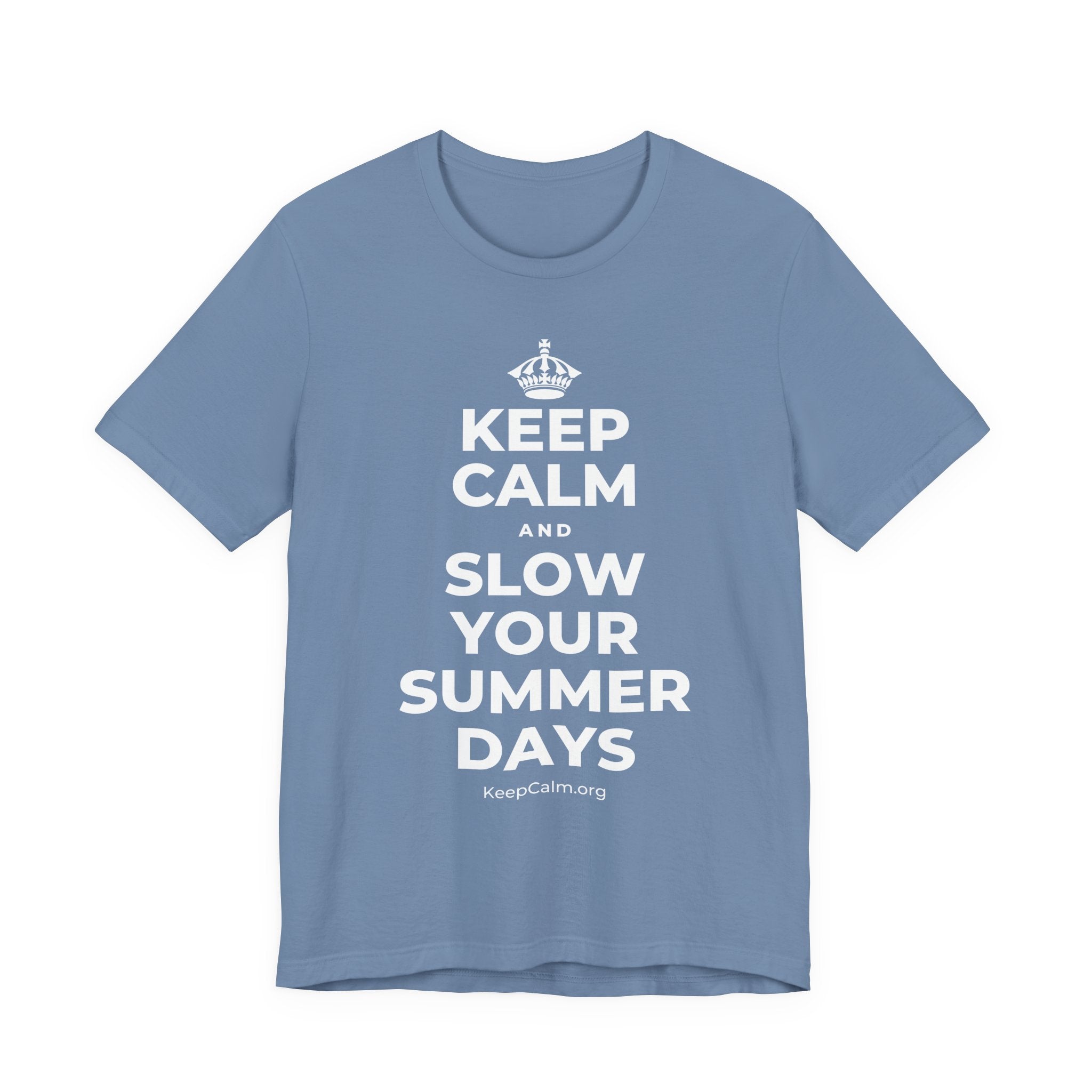 KEEP CALM AND SLOW YOUR SUMMER DAYS T-Shirt (Soft Cream–Heather Mauve)