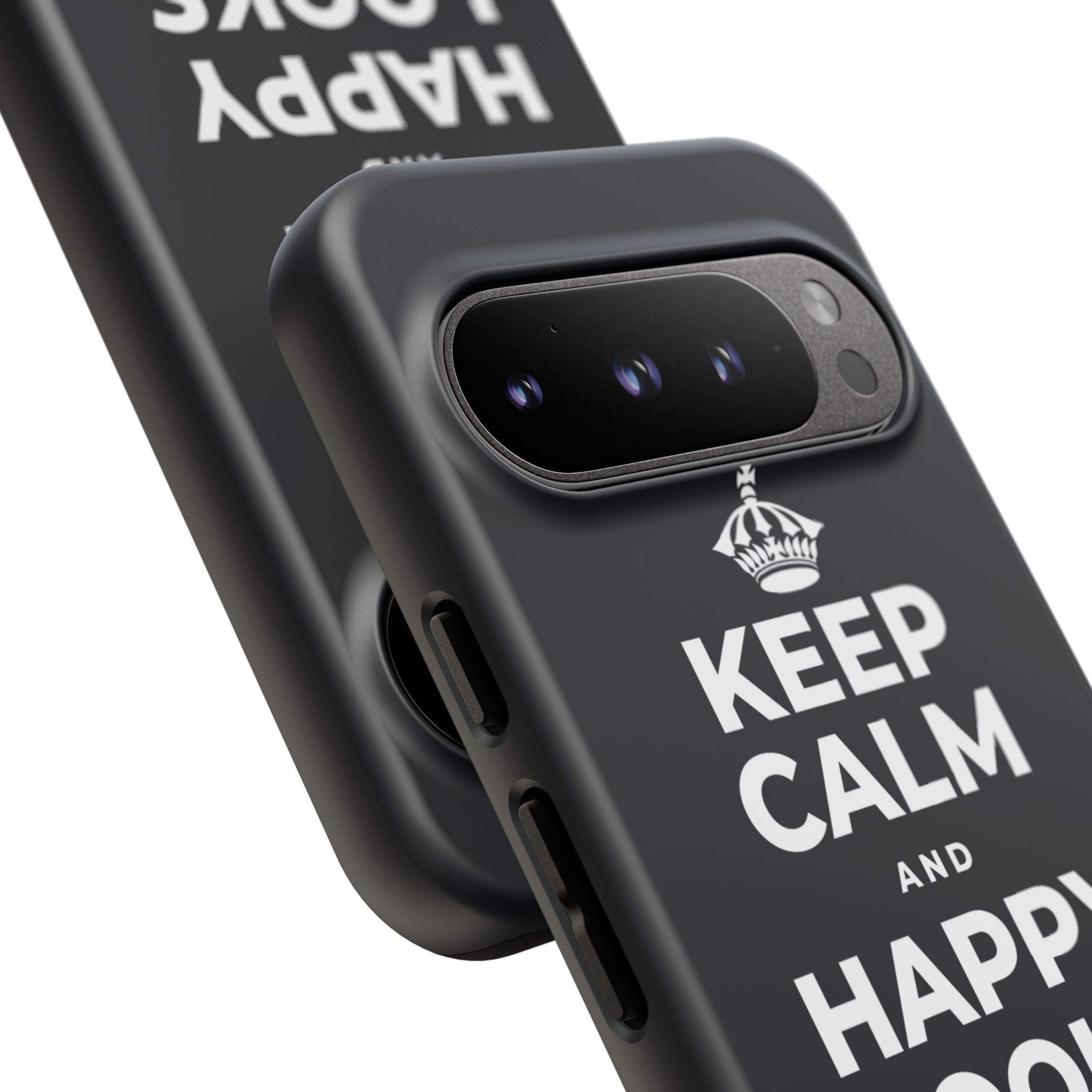 KEEP CALM AND HAPPY LOOKS GOOD ON YOU Phone Case (Dark)