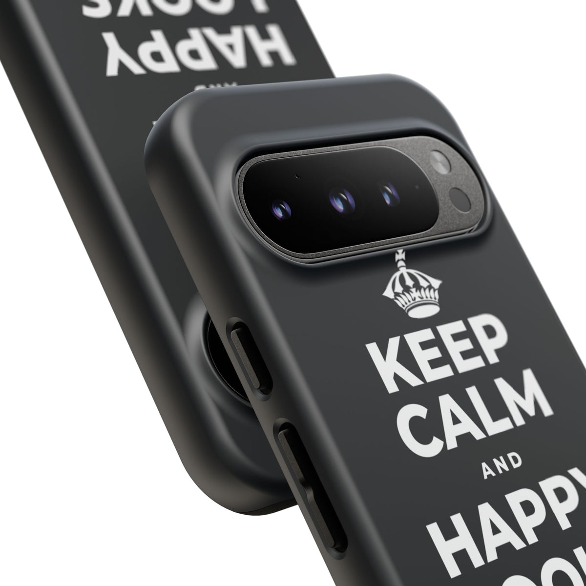 KEEP CALM AND HAPPY LOOKS GOOD ON YOU Phone Case (Dark)