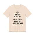 KEEP CALM AND LET THE TO-DO LIST WAIT T-Shirt (Soft Cream–Heather Mauve)