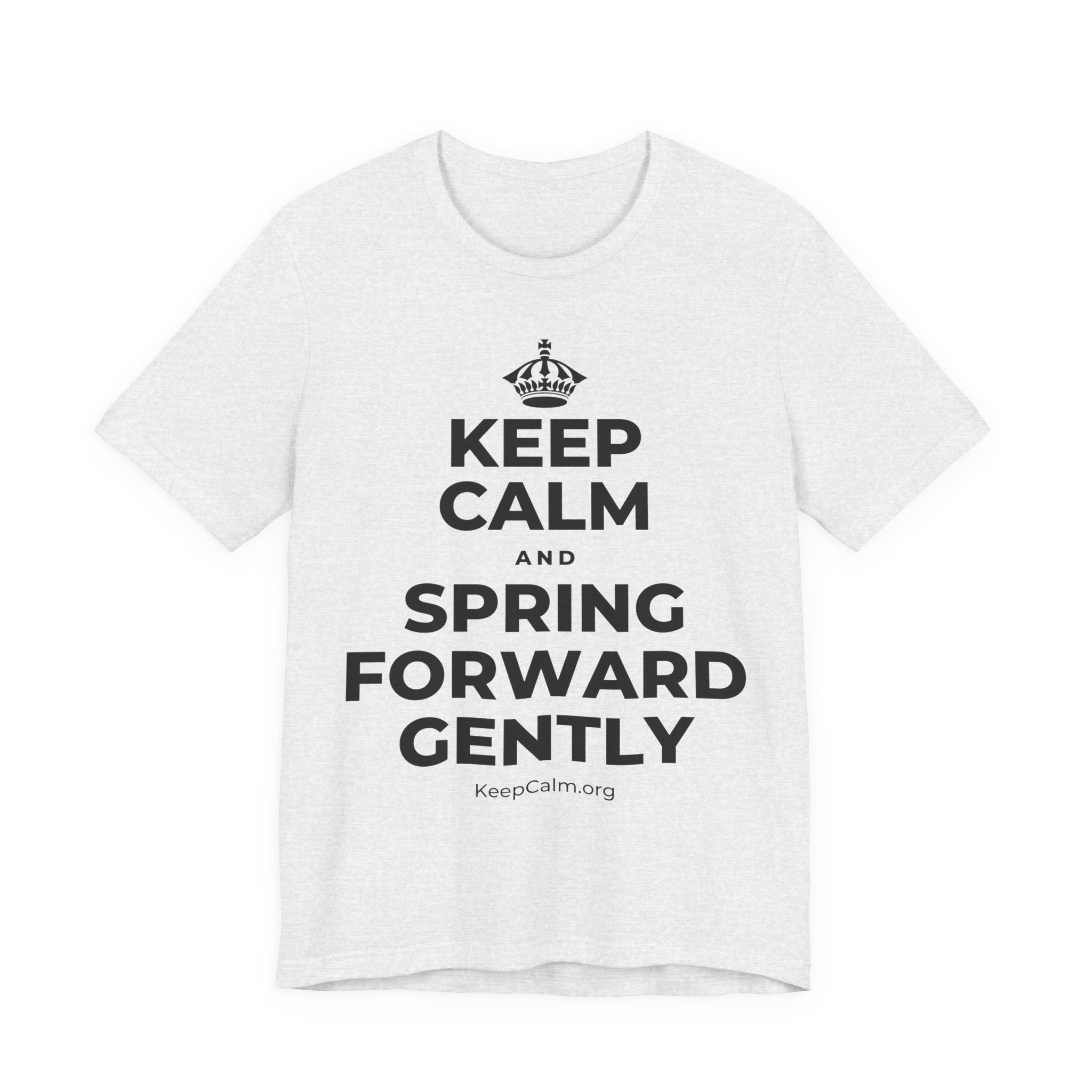 KEEP CALM AND SPRING FORWARD GENTLY T-Shirt (Soft Cream–Heather Mauve)