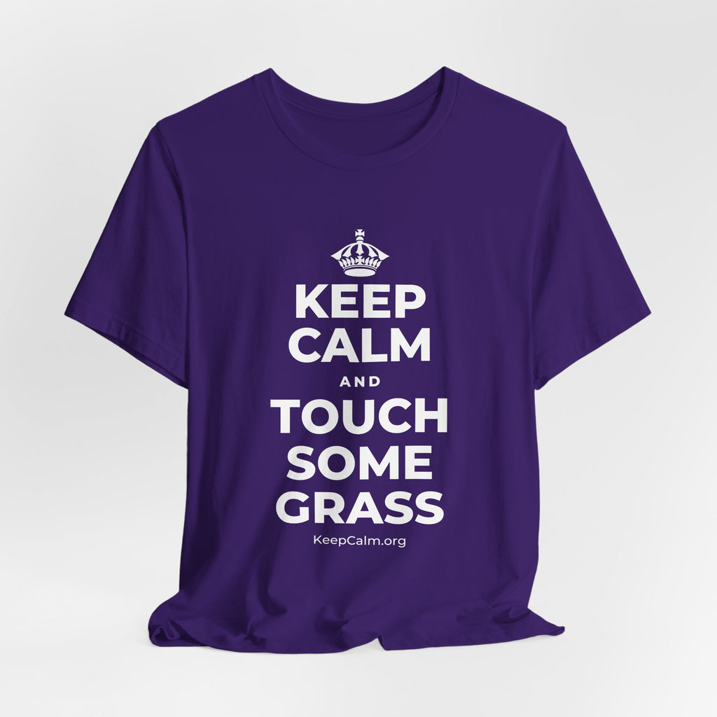KEEP CALM AND TOUCH SOME GRASS T-Shirt (Soft Cream–Heather Mauve)