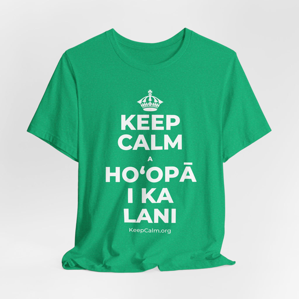 KEEP CALM A HOʻOPĀ I KA LANI T-Shirt (Baby Blue–Silver)