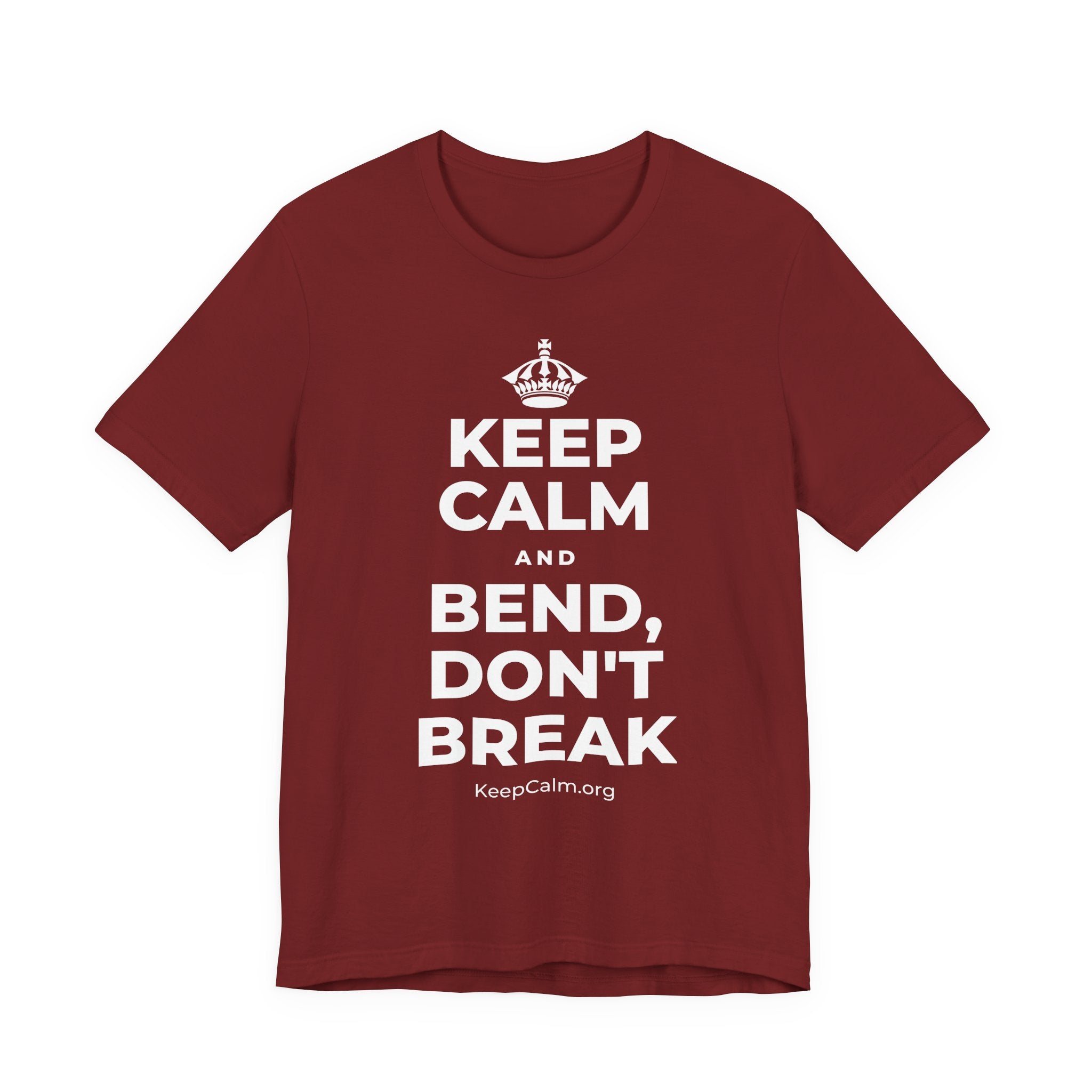 KEEP CALM AND BEND, DON'T BREAK T-Shirt (Baby Blue–Silver)