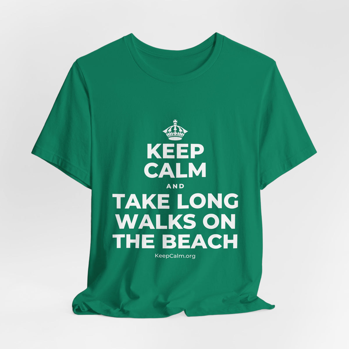 KEEP CALM AND TAKE LONG WALKS ON THE BEACH T-Shirt (White–Asphalt)