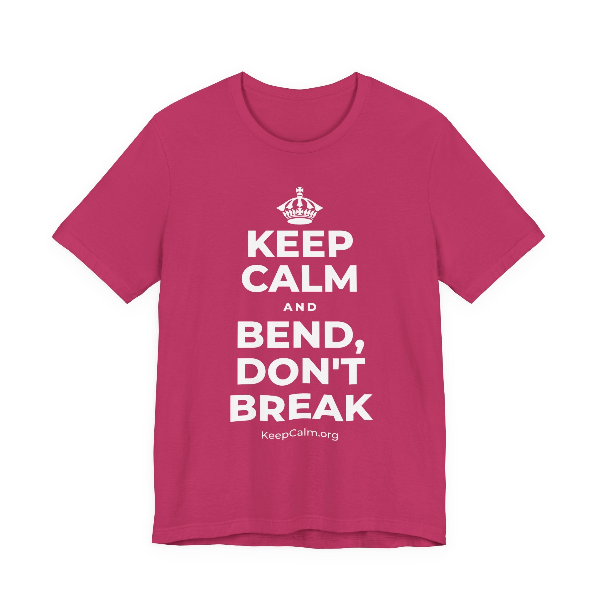 KEEP CALM AND BEND, DON'T BREAK T-Shirt (Baby Blue–Silver)