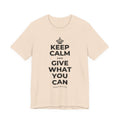 KEEP CALM AND GIVE WHAT YOU CAN T-Shirt (Soft Cream–Heather Mauve)