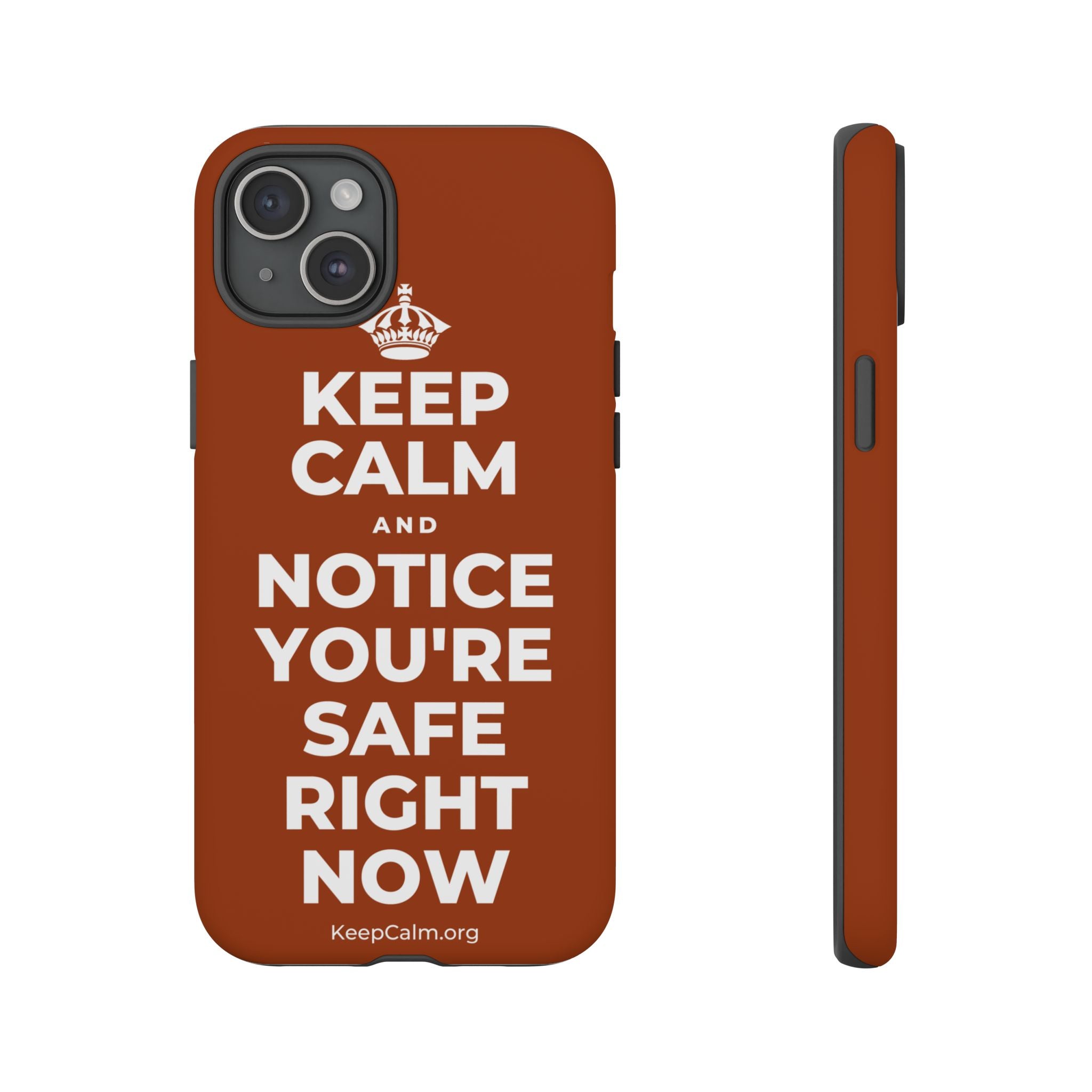 KEEP CALM AND NOTICE YOU'RE SAFE RIGHT NOW Phone Case